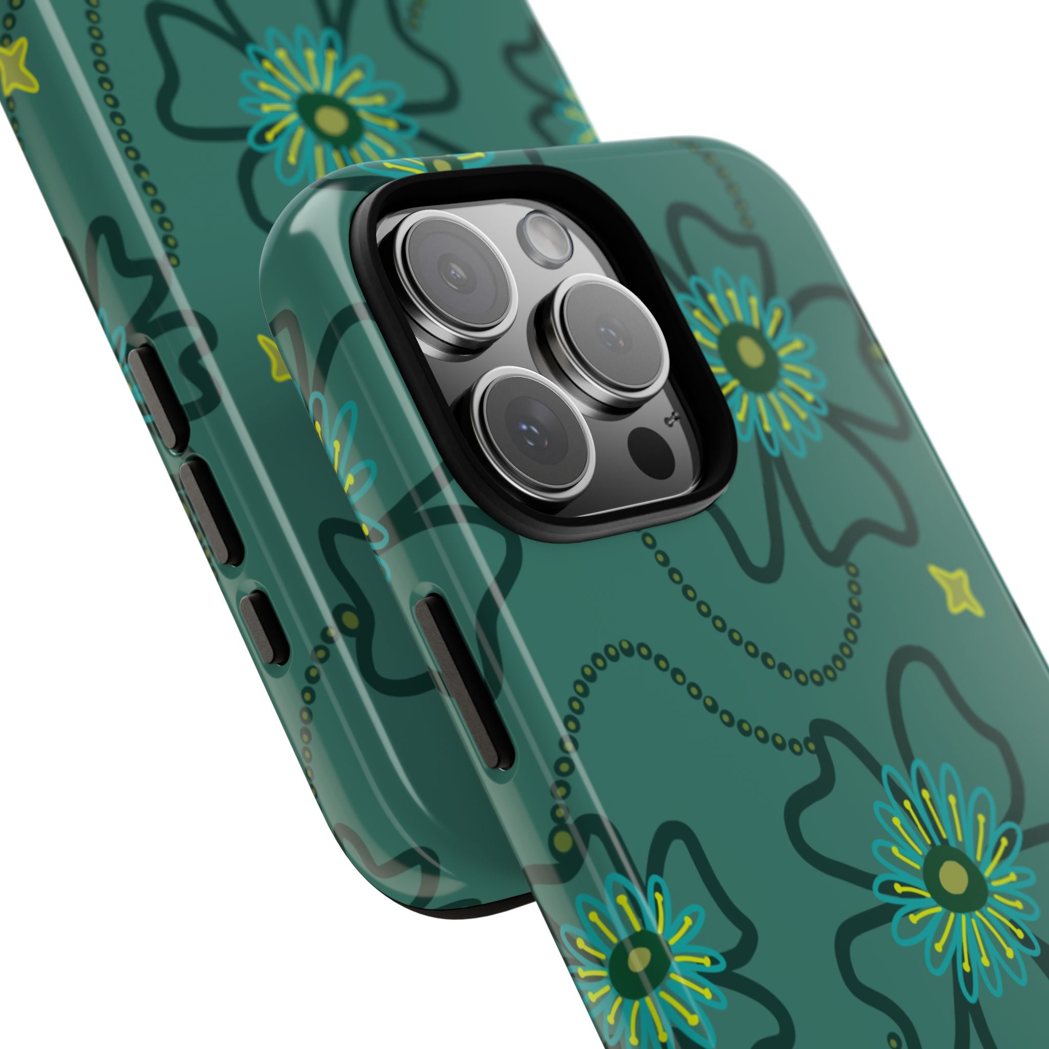 Tough Cases - Teal Floral Protective Phone Case