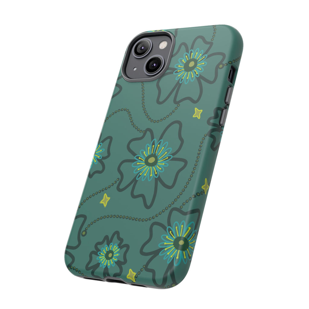 Tough Cases - Teal Floral Protective Phone Case
