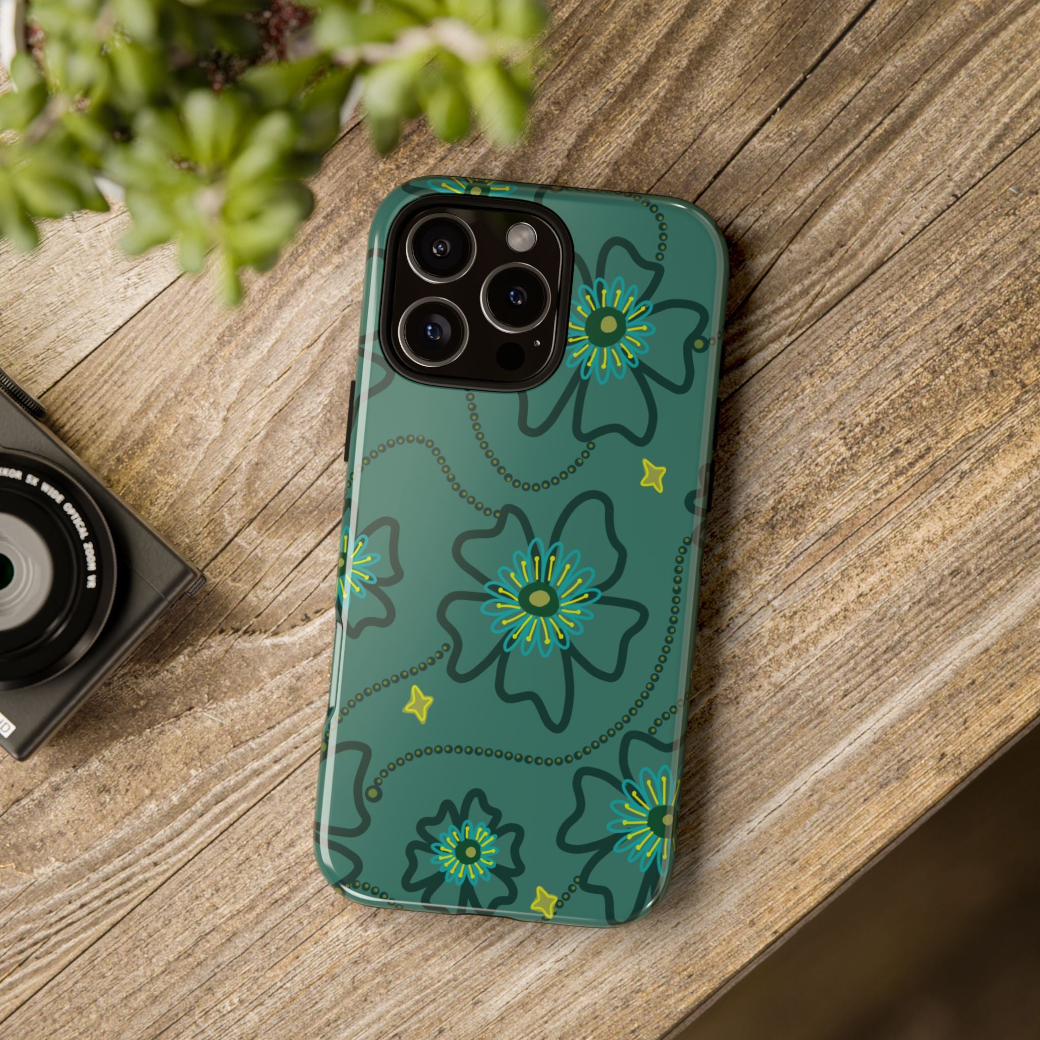 Tough Cases - Teal Floral Protective Phone Case