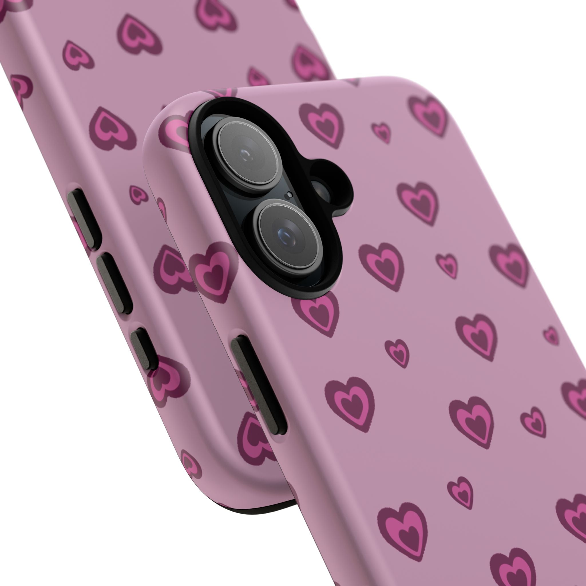 Pink Heart Pattern Tough Phone Case — Cute Protective iPhone Cover