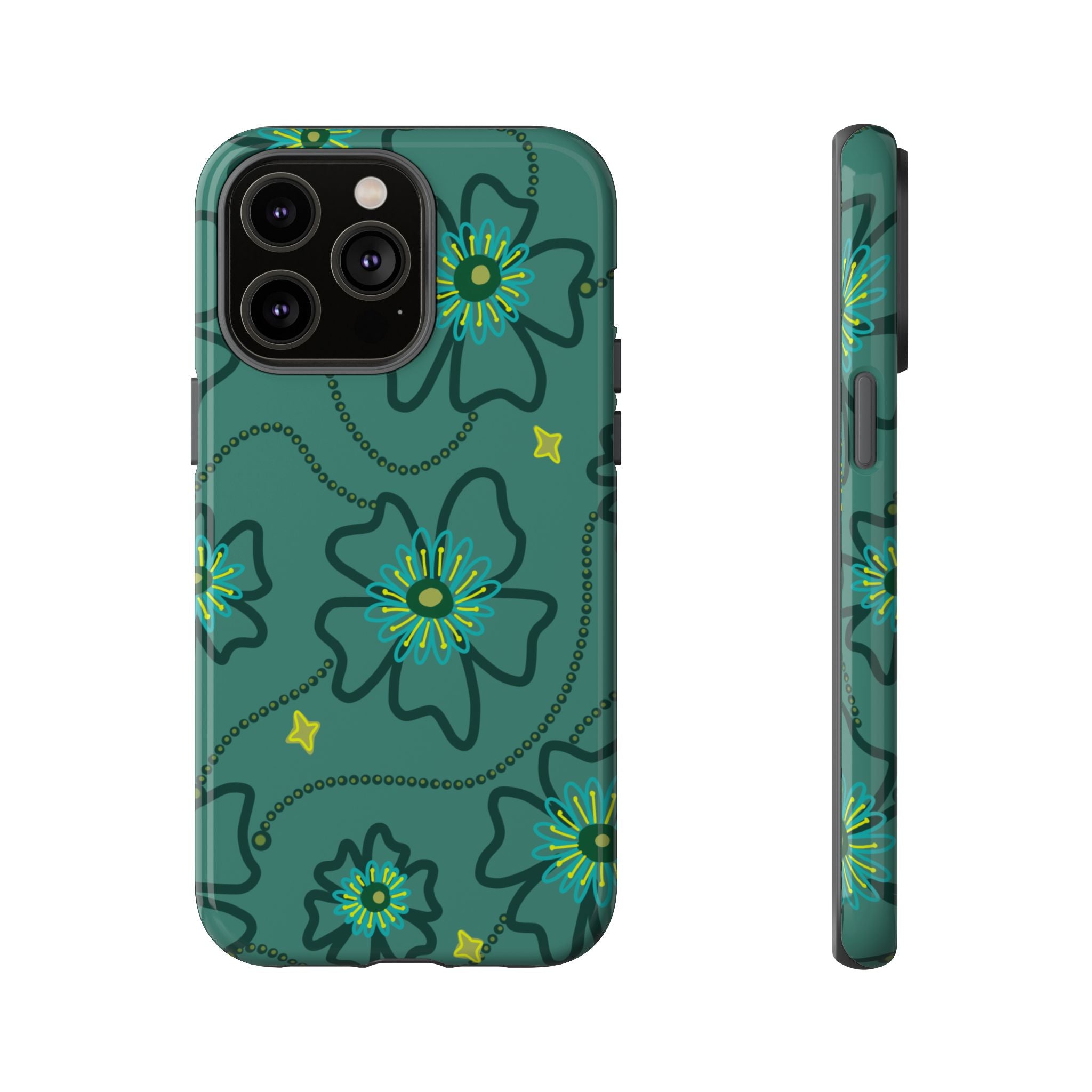 Tough Cases - Teal Floral Protective Phone Case