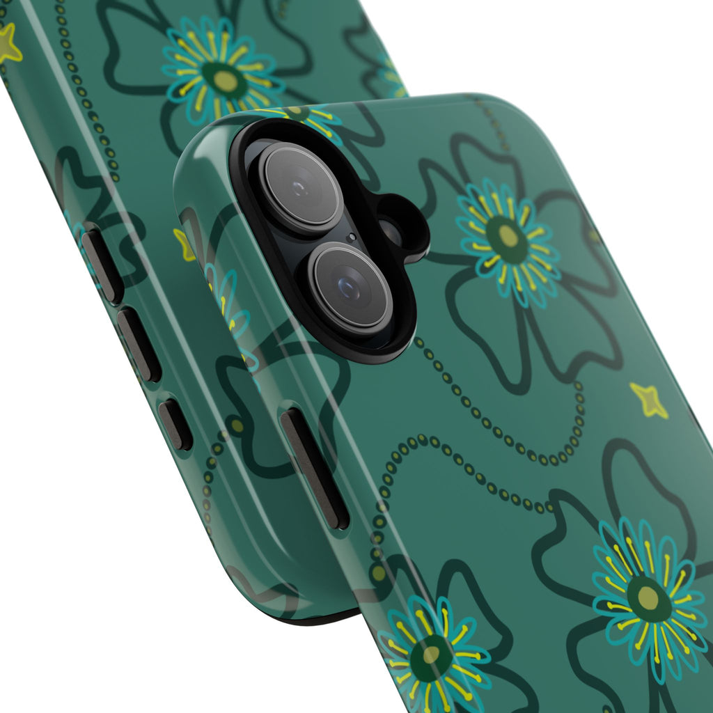 Tough Cases - Teal Floral Protective Phone Case