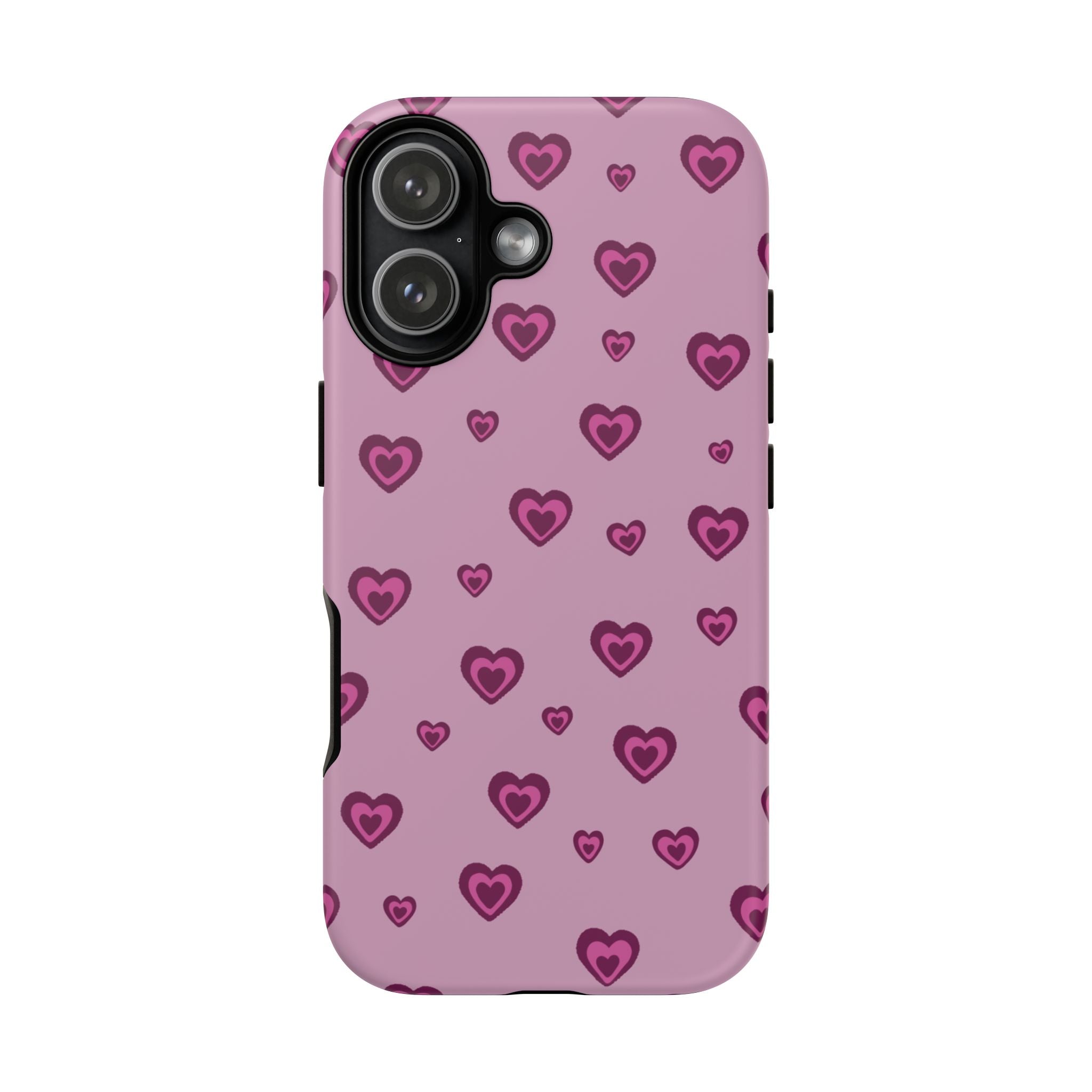 Pink Heart Pattern Tough Phone Case — Cute Protective iPhone Cover