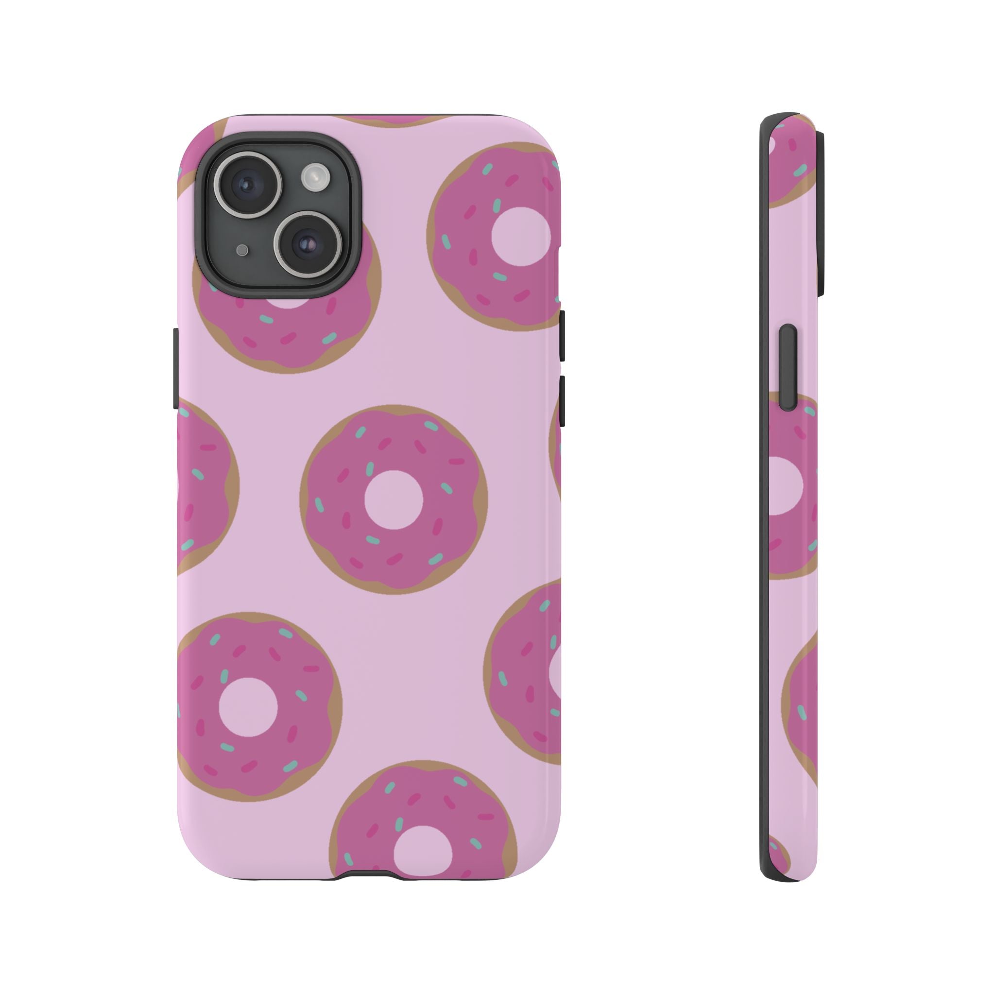 Pink Donut Pattern Tough Phone Case — Cute Sprinkles Protective Cover