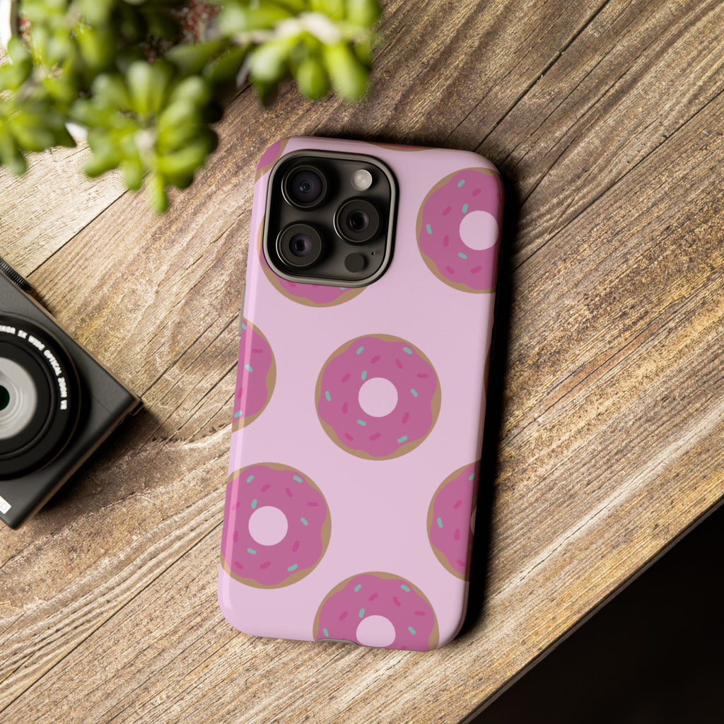 Pink Donut Pattern Tough Phone Case — Cute Sprinkles Protective Cover