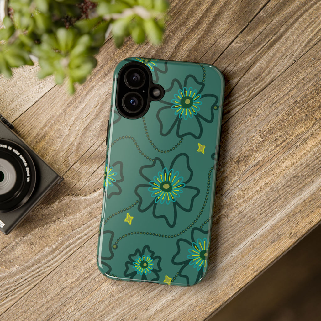 Tough Cases - Teal Floral Protective Phone Case