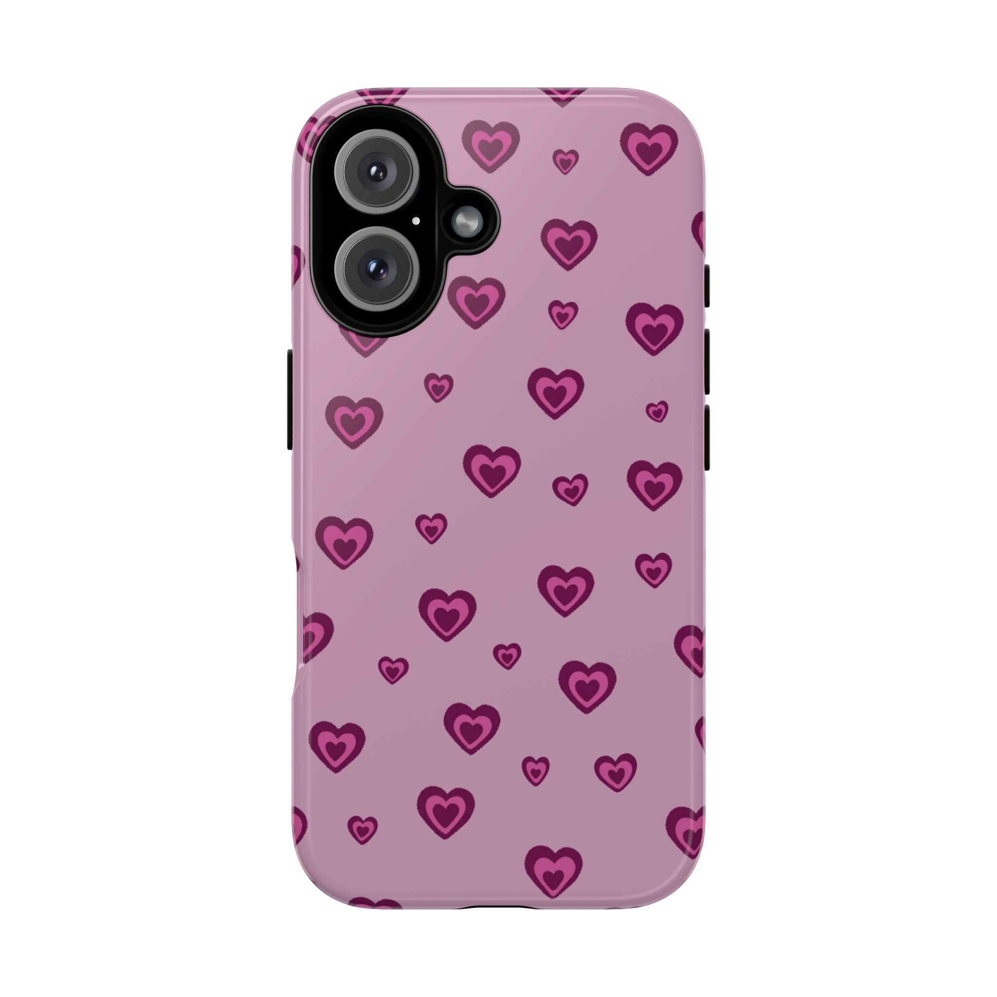 Pink Heart Pattern Tough Phone Case — Cute Protective iPhone Cover