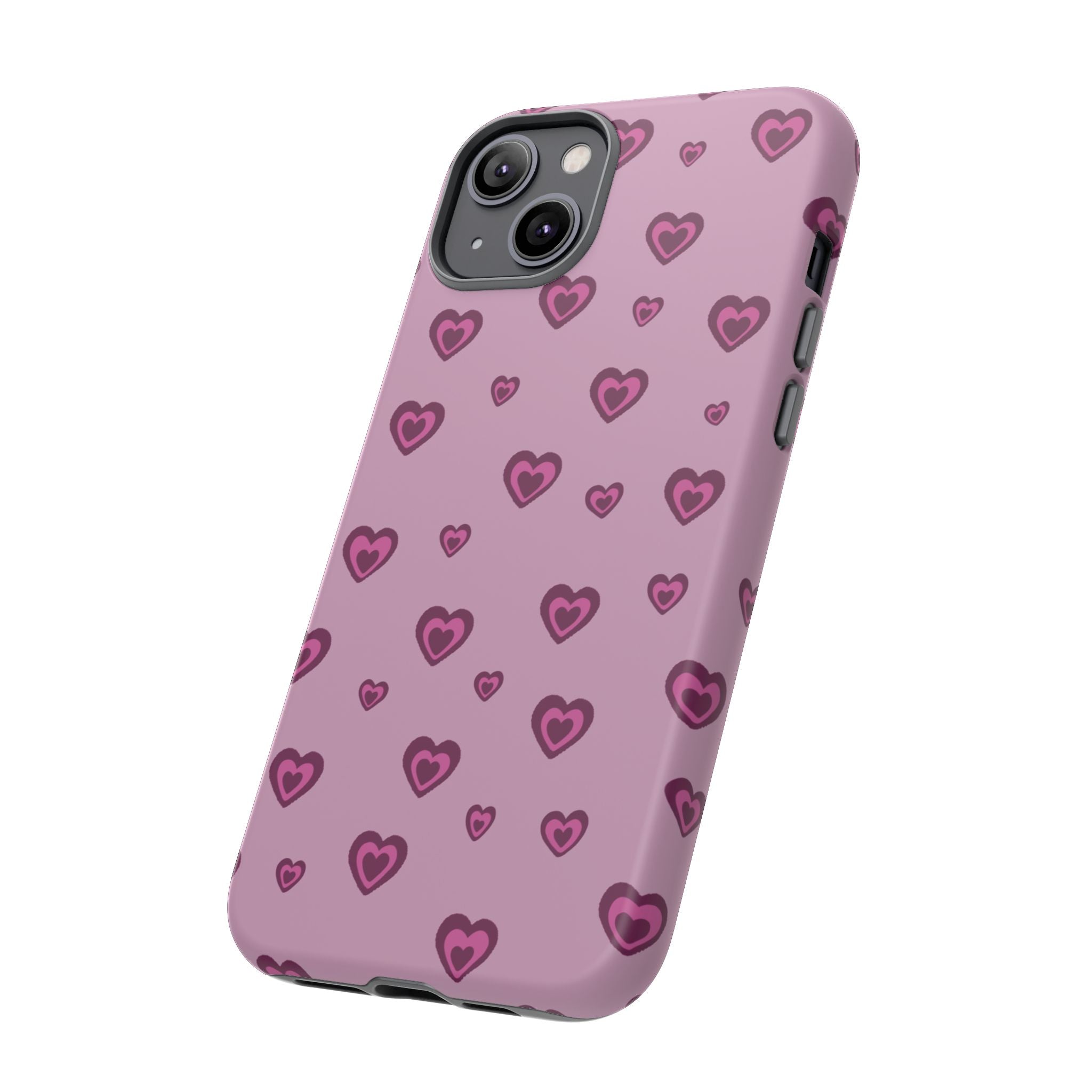 Pink Heart Pattern Tough Phone Case — Cute Protective iPhone Cover