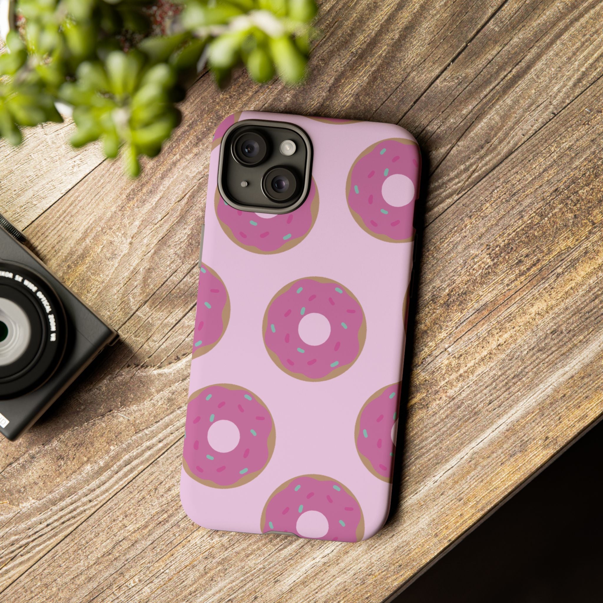 Pink Donut Pattern Tough Phone Case — Cute Sprinkles Protective Cover