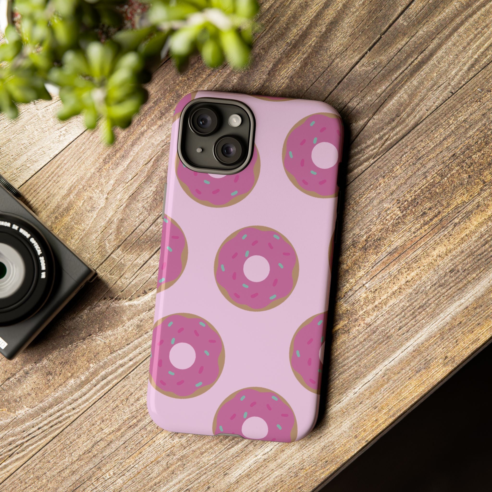 Pink Donut Pattern Tough Phone Case — Cute Sprinkles Protective Cover