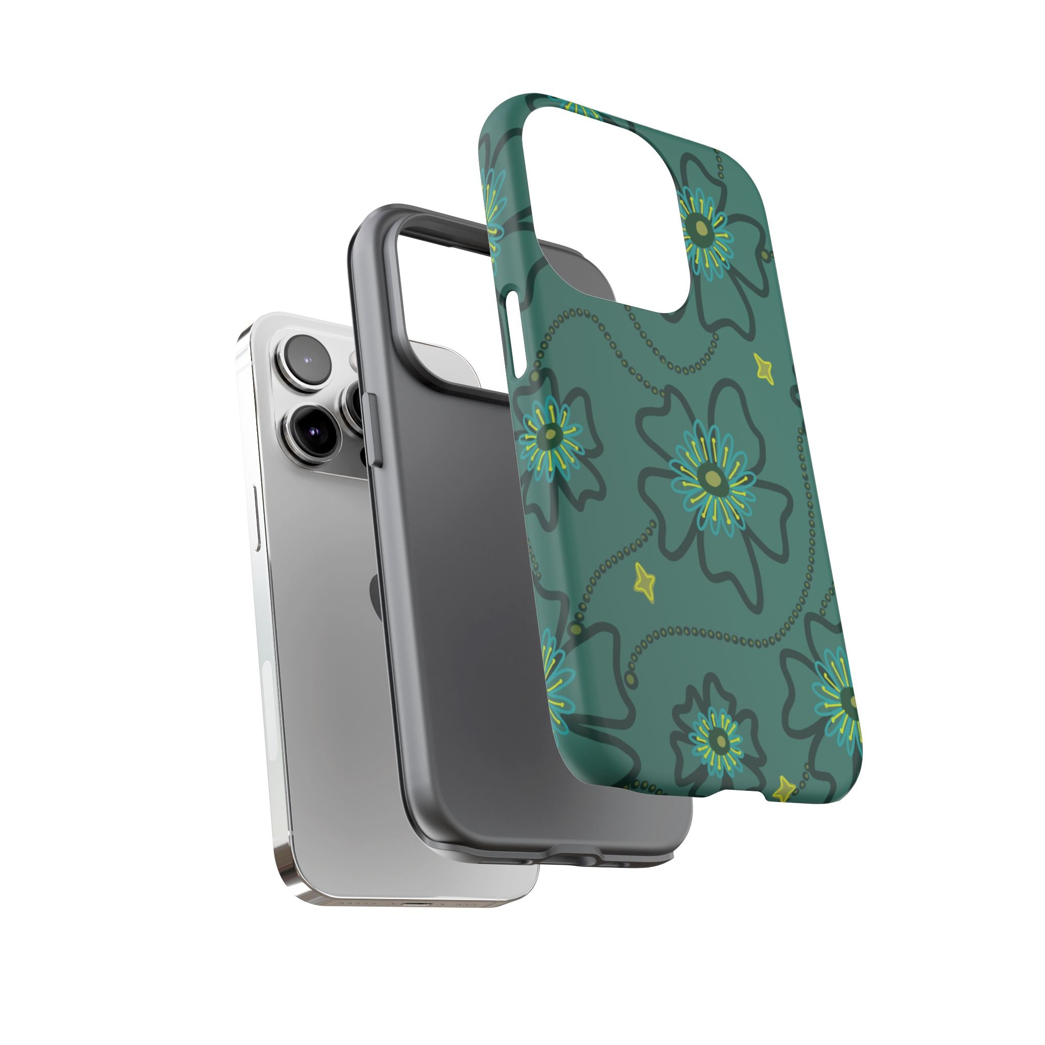 Tough Cases - Teal Floral Protective Phone Case