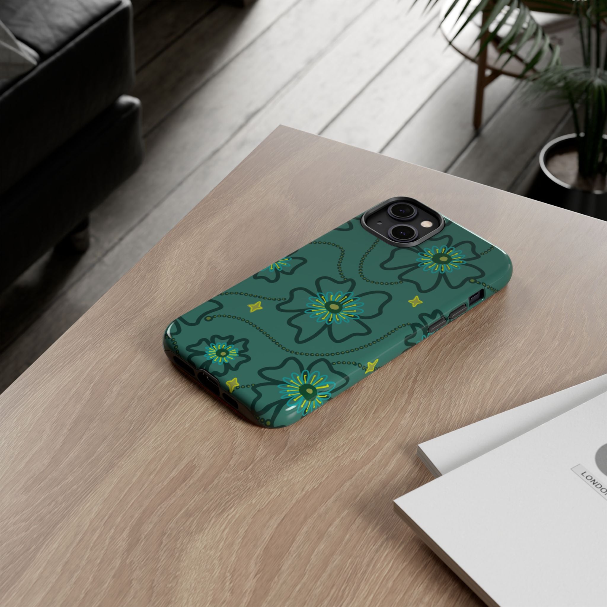 Tough Cases - Teal Floral Protective Phone Case