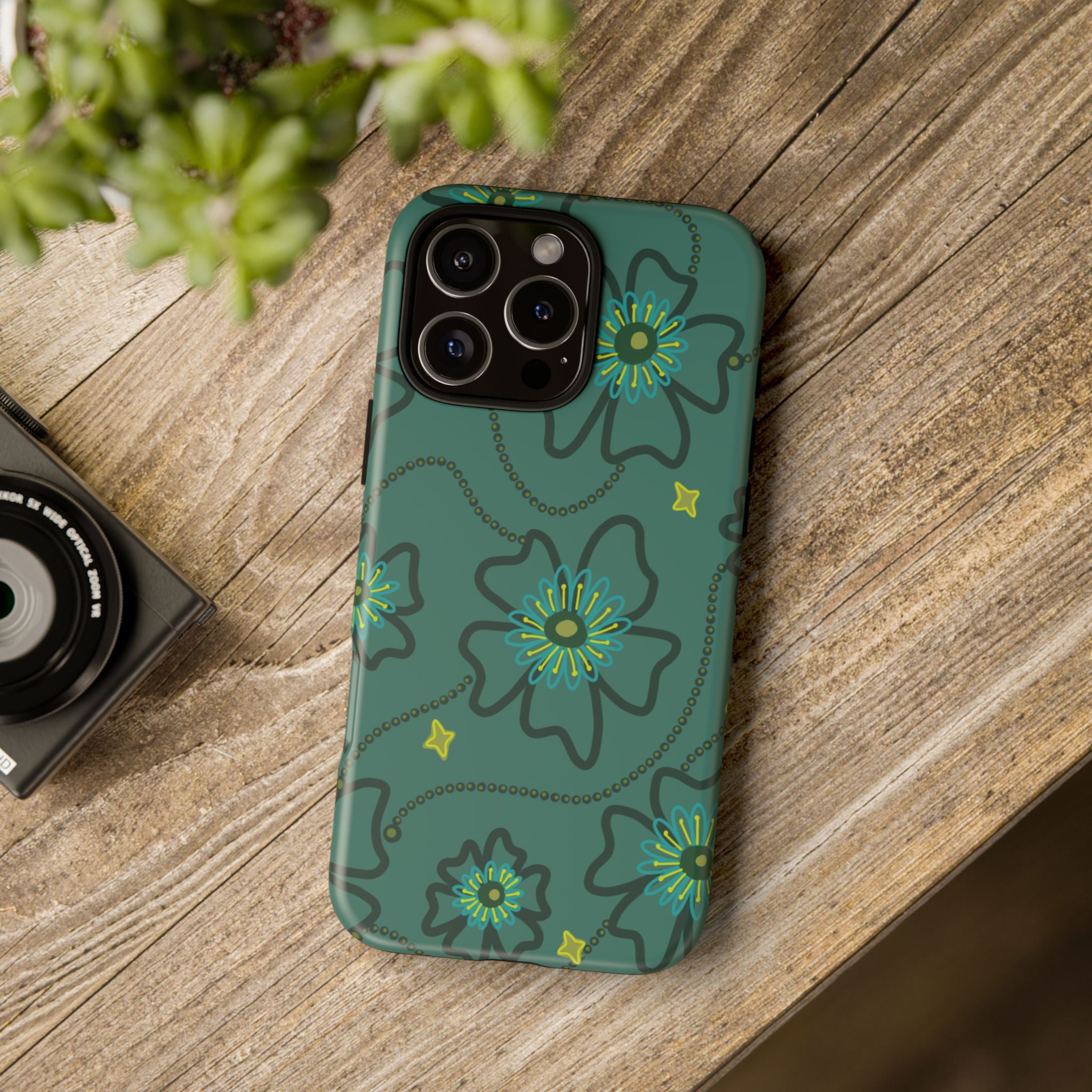 Tough Cases - Teal Floral Protective Phone Case