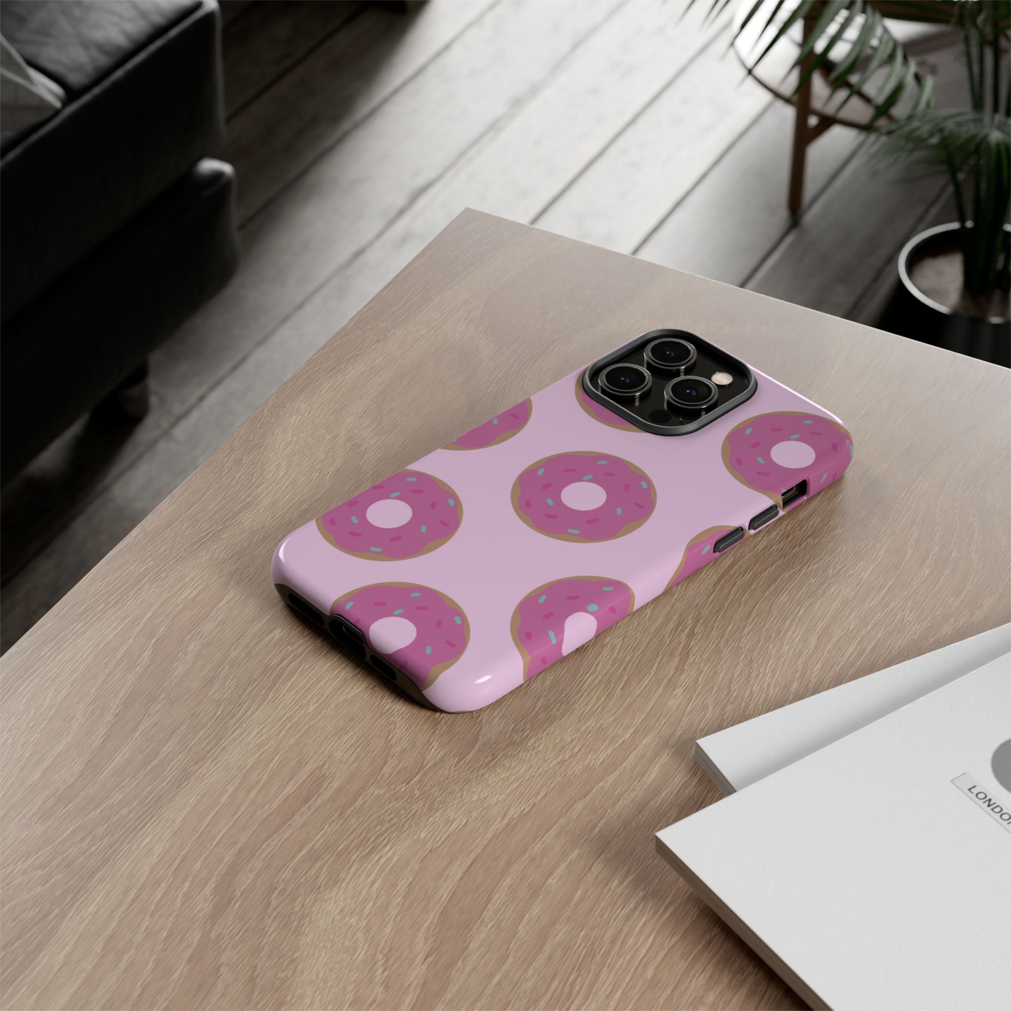 Pink Donut Pattern Tough Phone Case — Cute Sprinkles Protective Cover