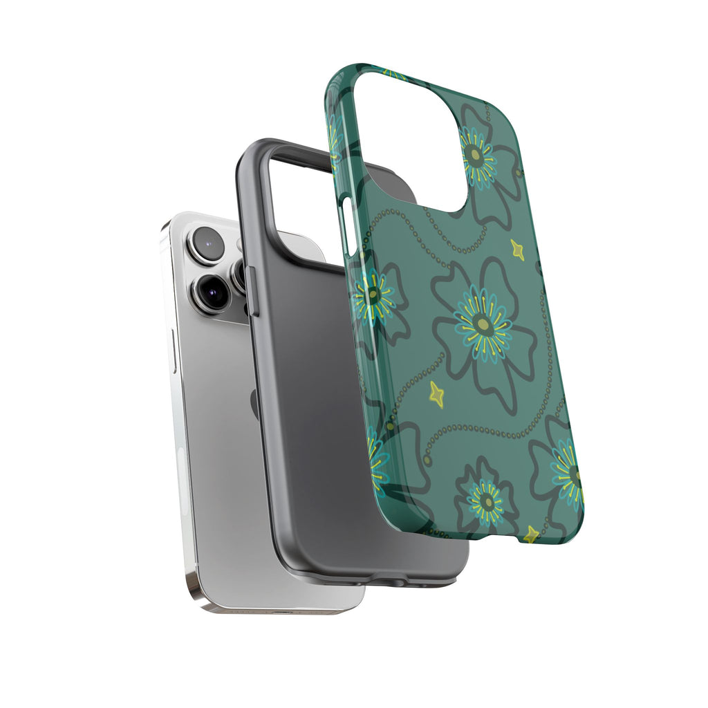 Tough Cases - Teal Floral Protective Phone Case