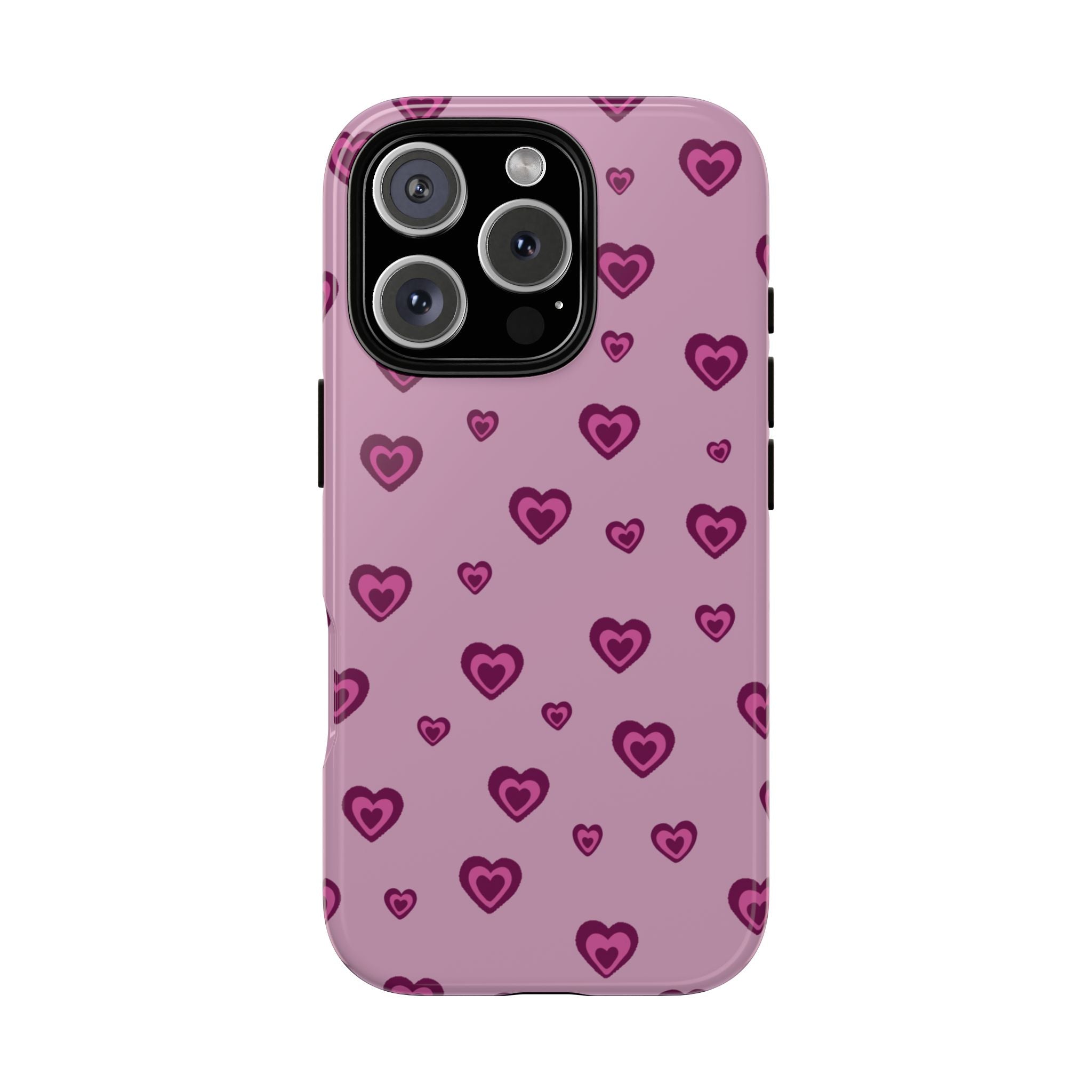 Pink Heart Pattern Tough Phone Case — Cute Protective iPhone Cover