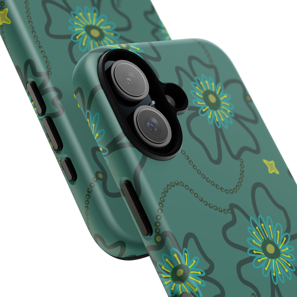 Tough Cases - Teal Floral Protective Phone Case