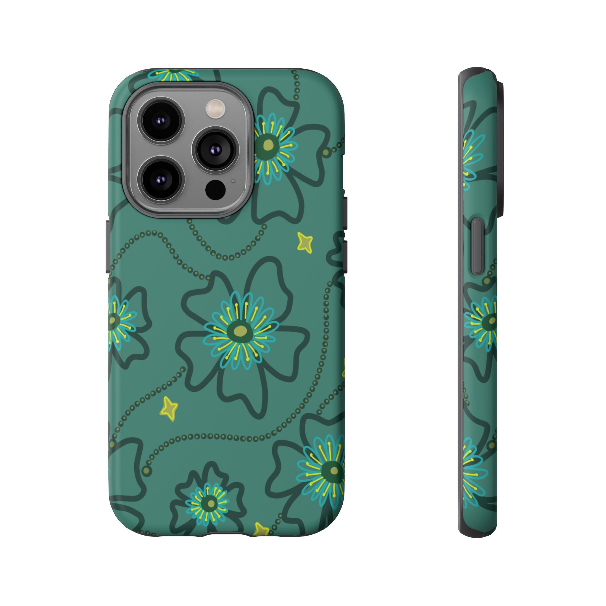 Tough Cases - Teal Floral Protective Phone Case