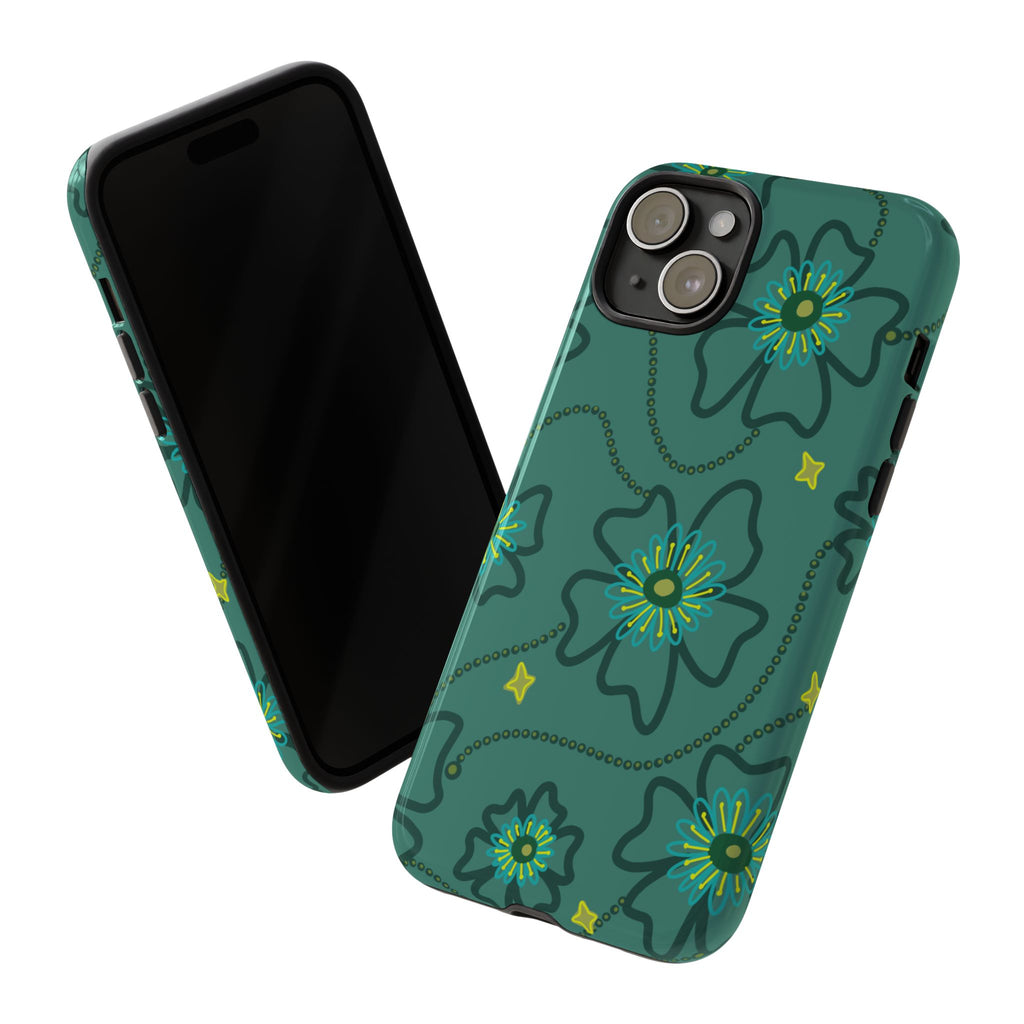 Tough Cases - Teal Floral Protective Phone Case