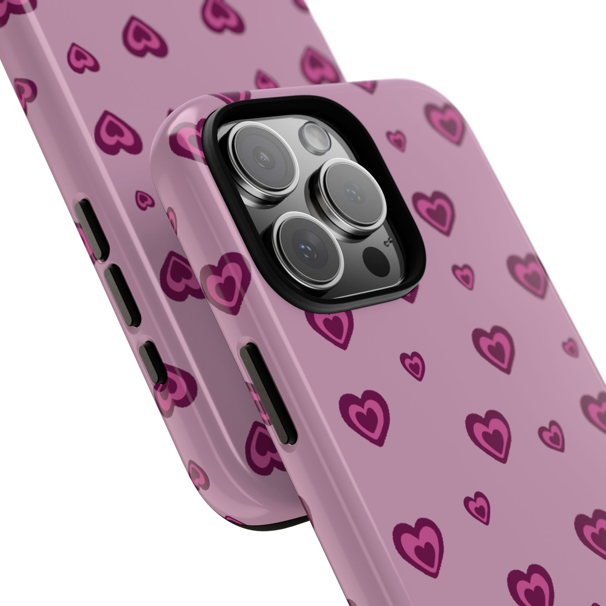 Pink Heart Pattern Tough Phone Case — Cute Protective iPhone Cover