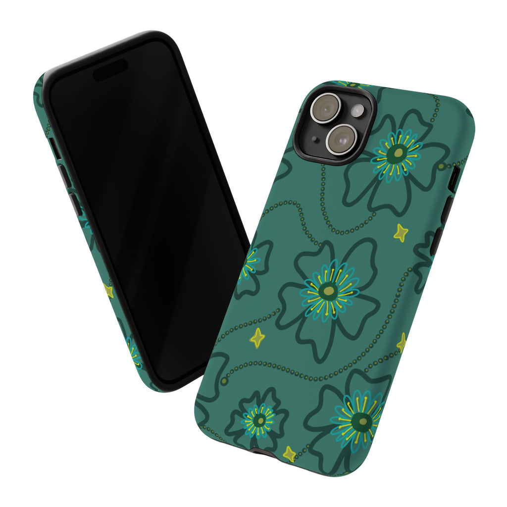 Tough Cases - Teal Floral Protective Phone Case