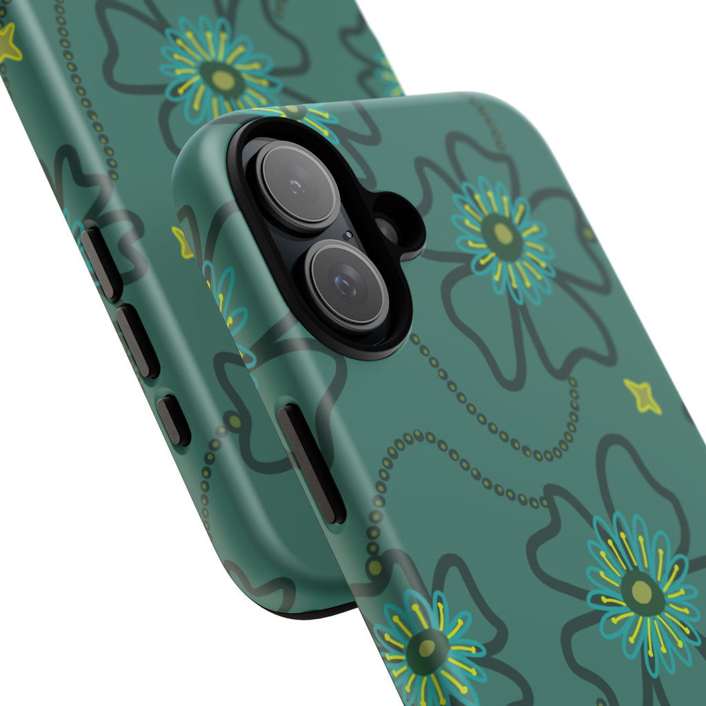 Tough Cases - Teal Floral Protective Phone Case