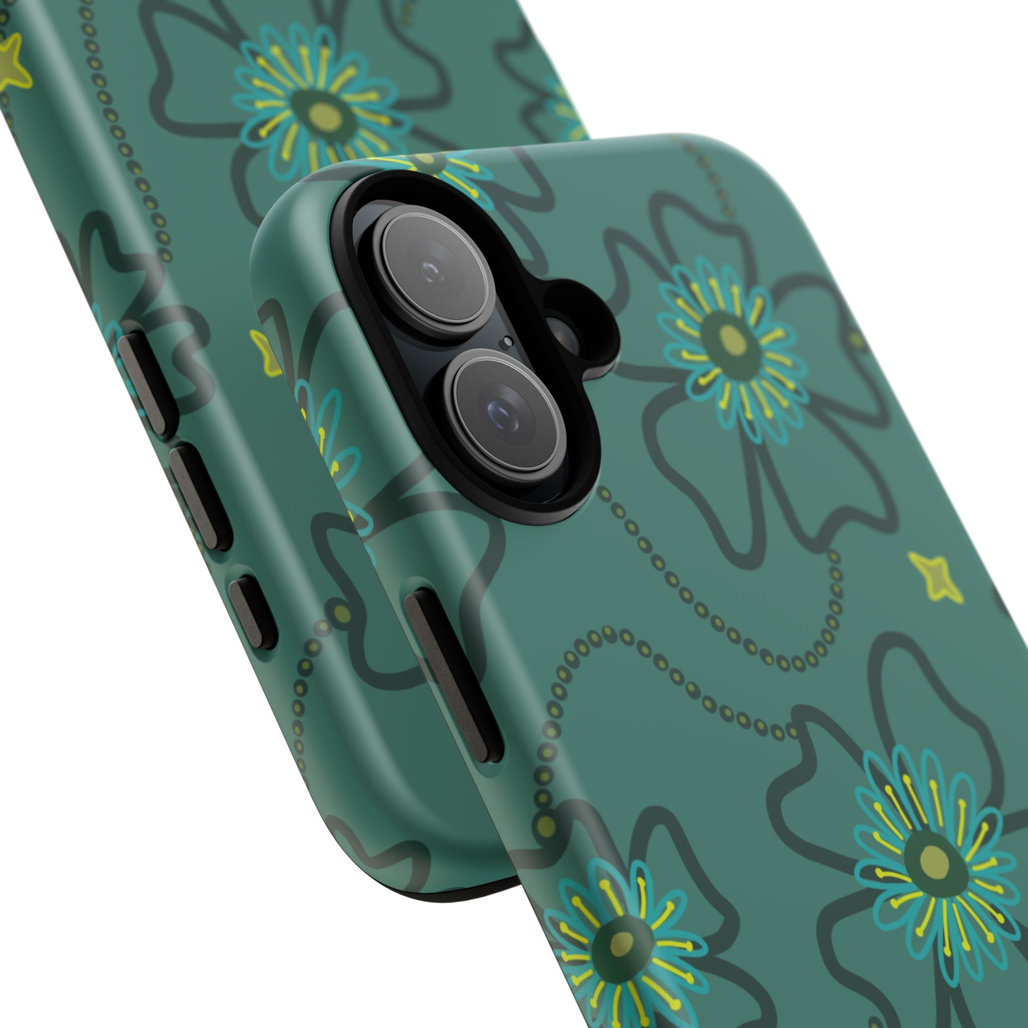 Tough Cases - Teal Floral Protective Phone Case