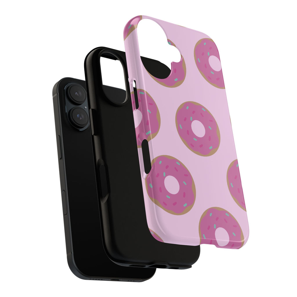 Pink Donut Pattern Tough Phone Case — Cute Sprinkles Protective Cover