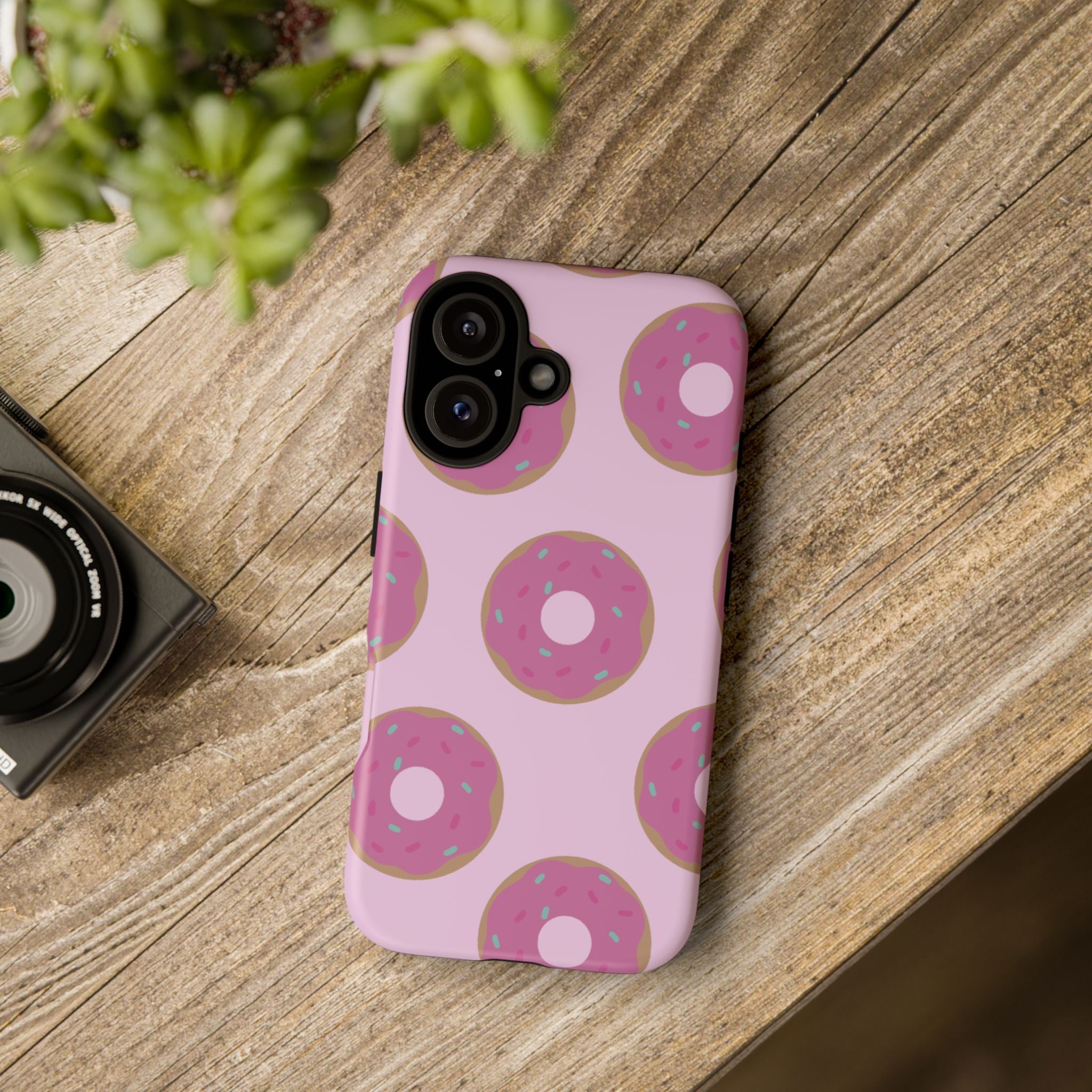 Pink Donut Pattern Tough Phone Case — Cute Sprinkles Protective Cover