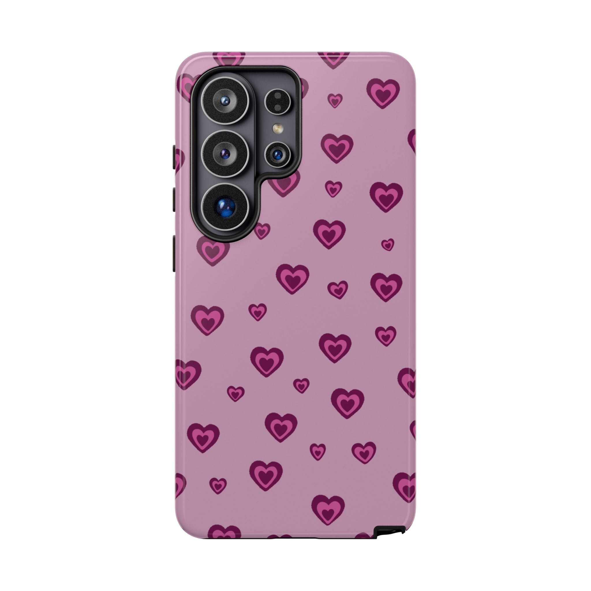 Pink Heart Pattern Tough Phone Case — Cute Protective iPhone Cover