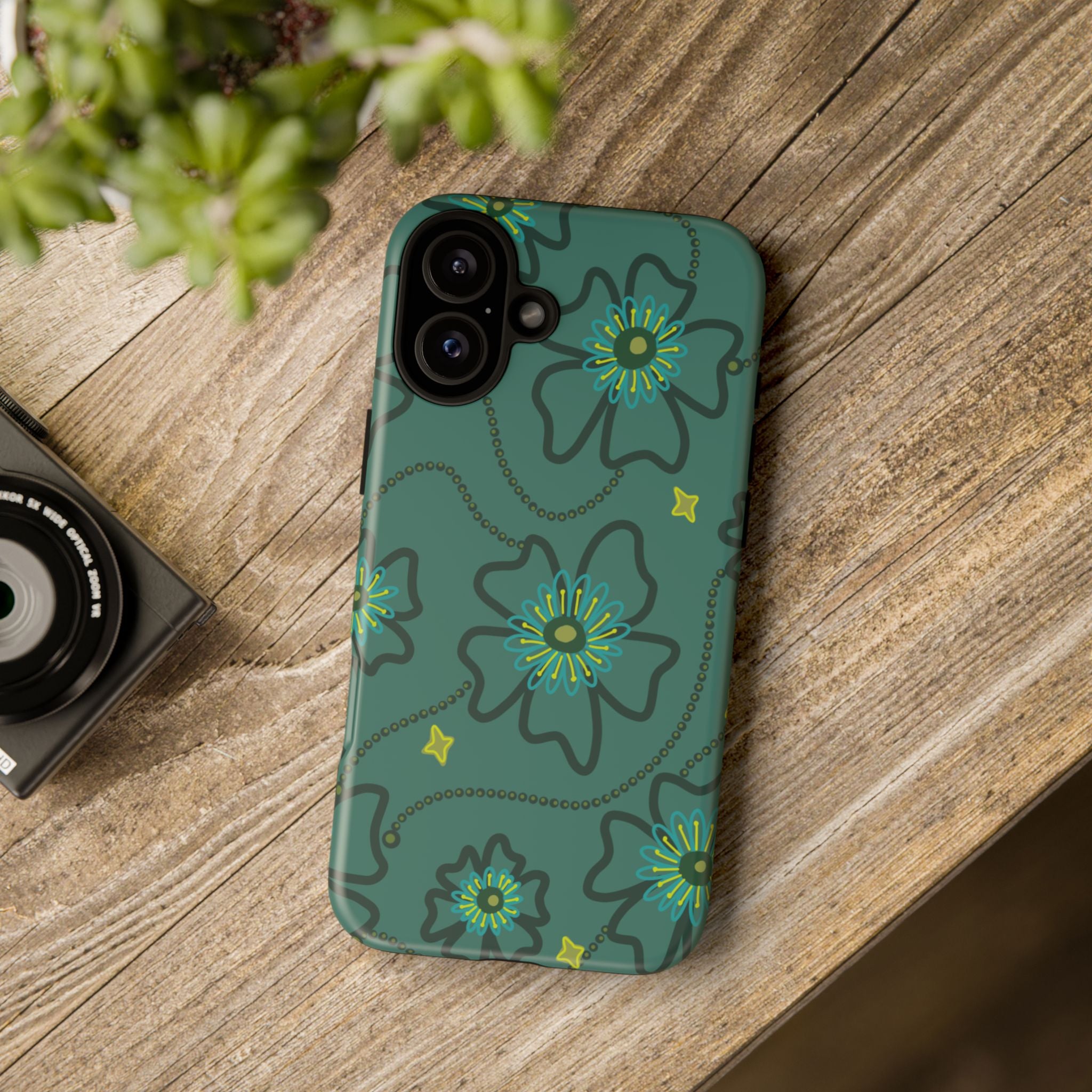 Tough Cases - Teal Floral Protective Phone Case