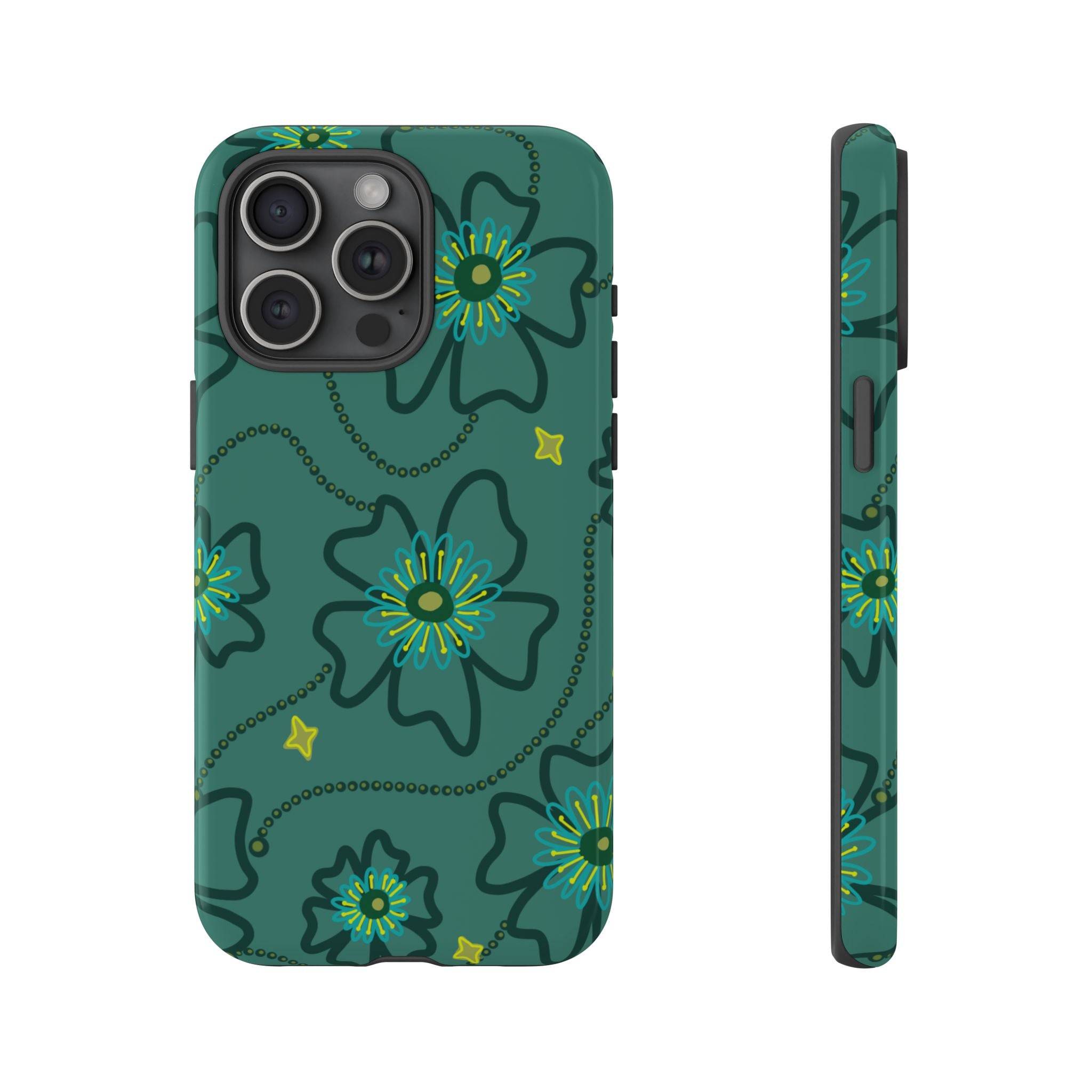 Tough Cases - Teal Floral Protective Phone Case