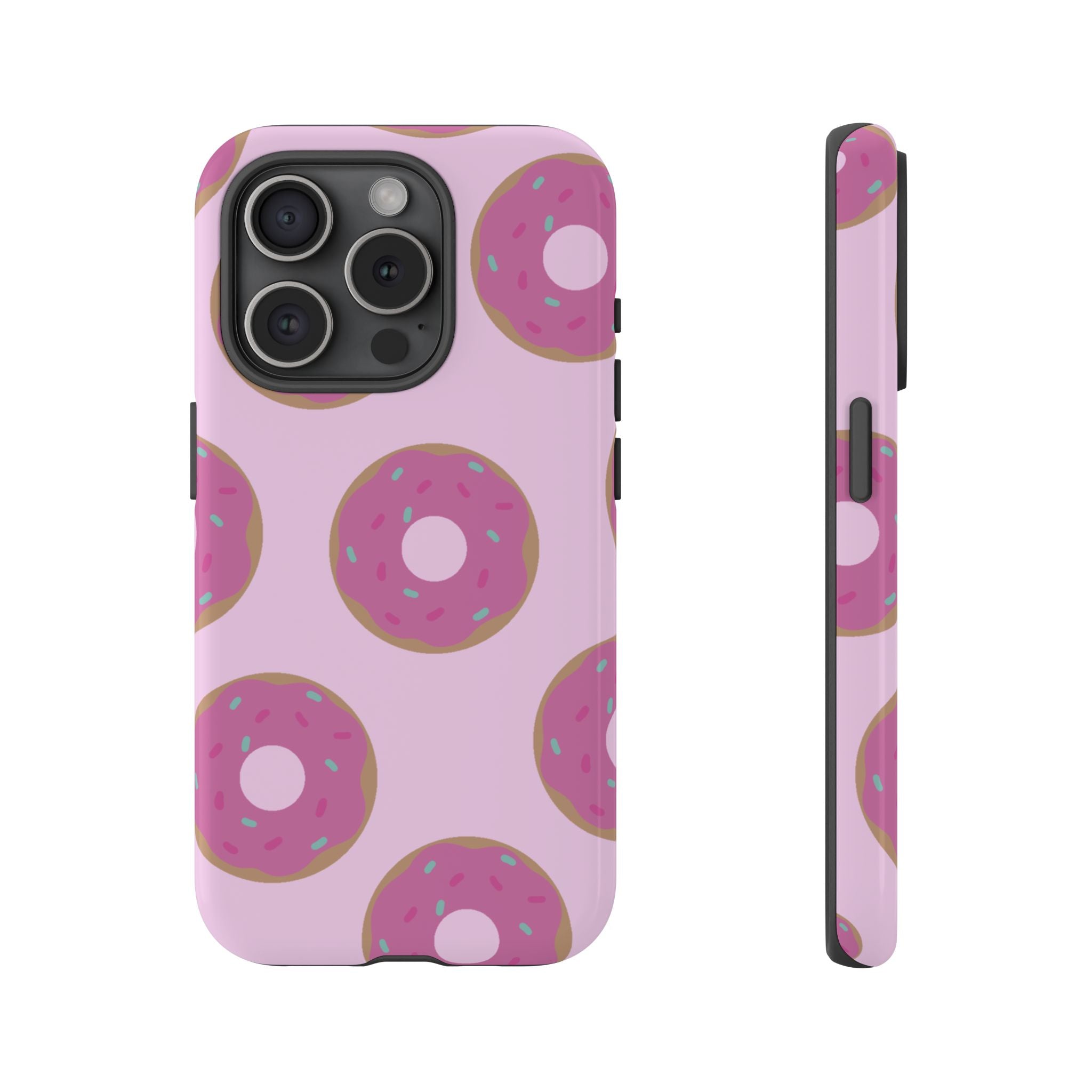 Pink Donut Pattern Tough Phone Case — Cute Sprinkles Protective Cover