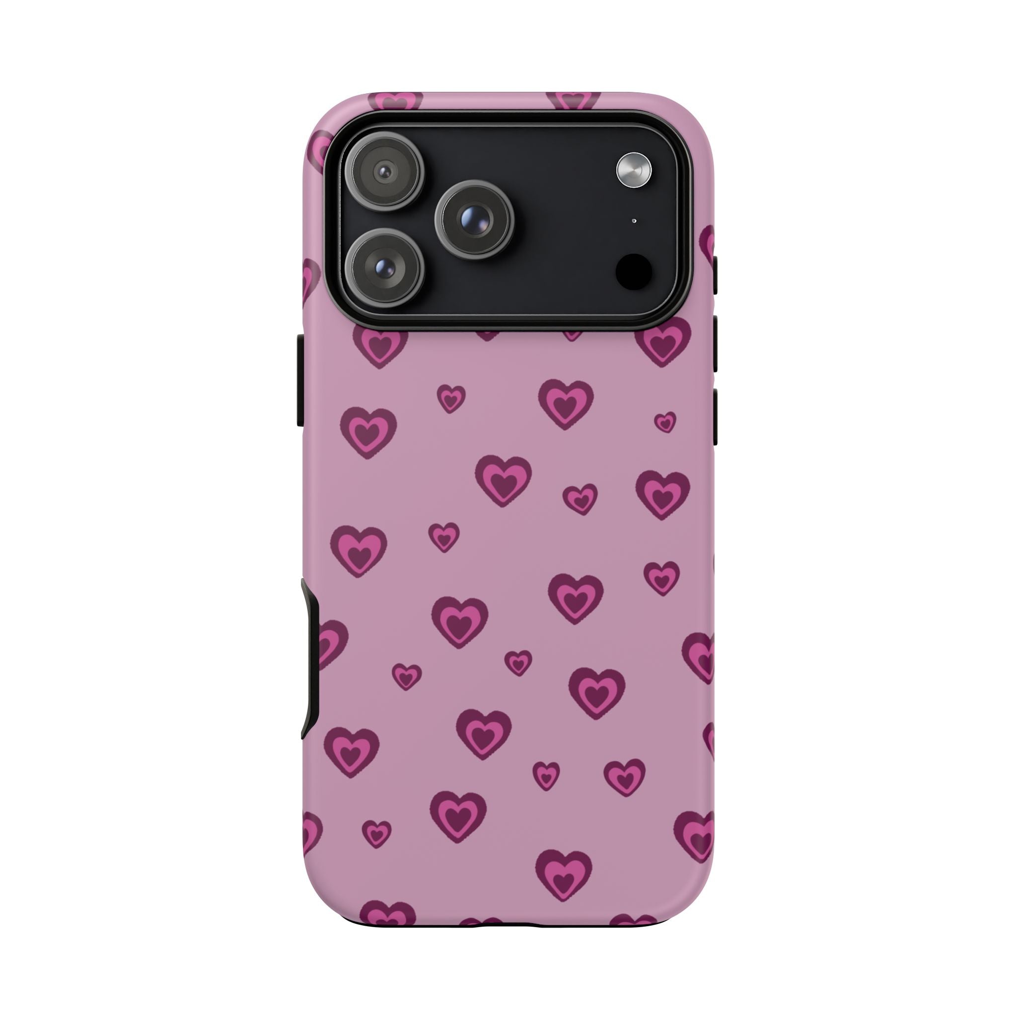 Pink Heart Pattern Tough Phone Case — Cute Protective iPhone Cover