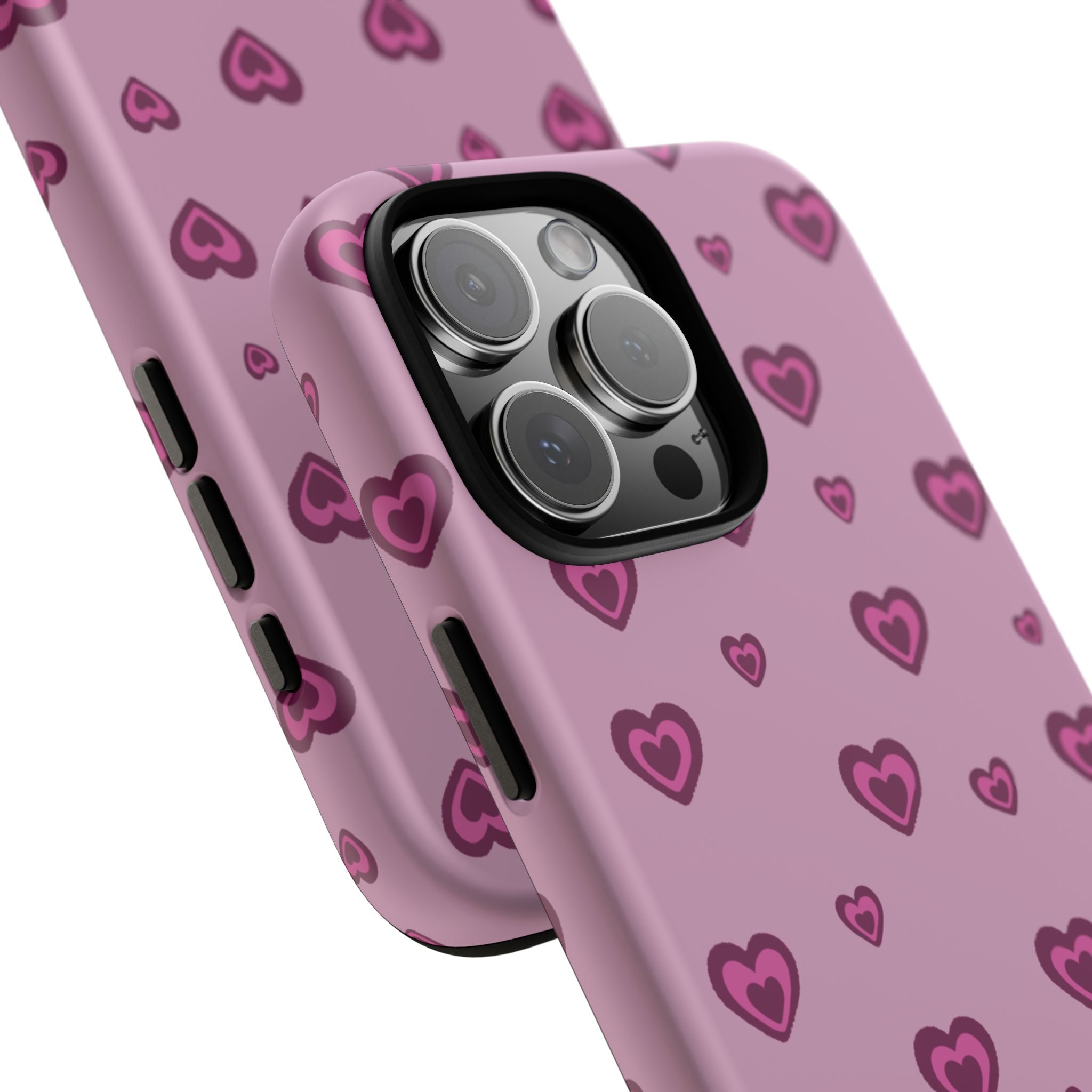 Pink Heart Pattern Tough Phone Case — Cute Protective iPhone Cover