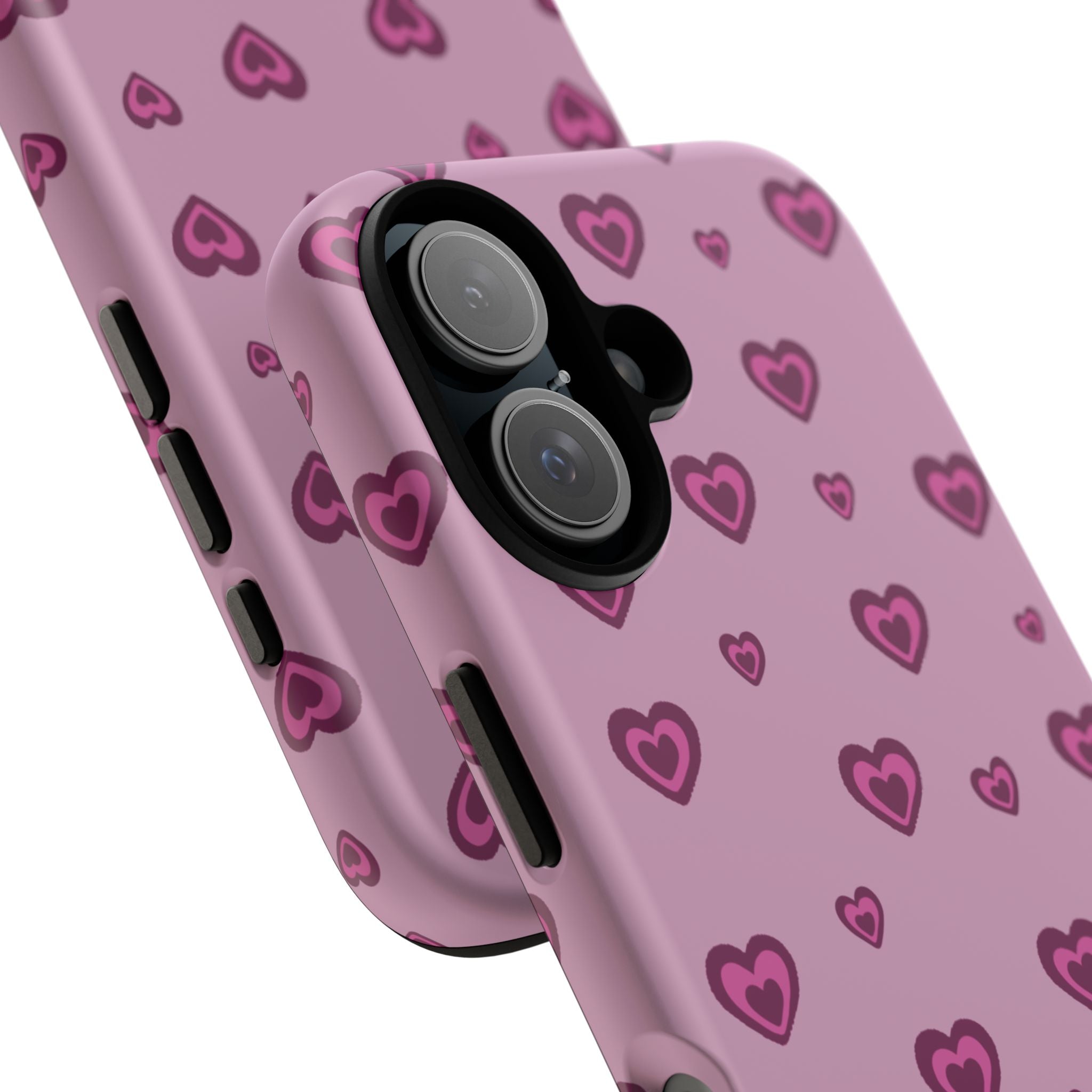 Pink Heart Pattern Tough Phone Case — Cute Protective iPhone Cover
