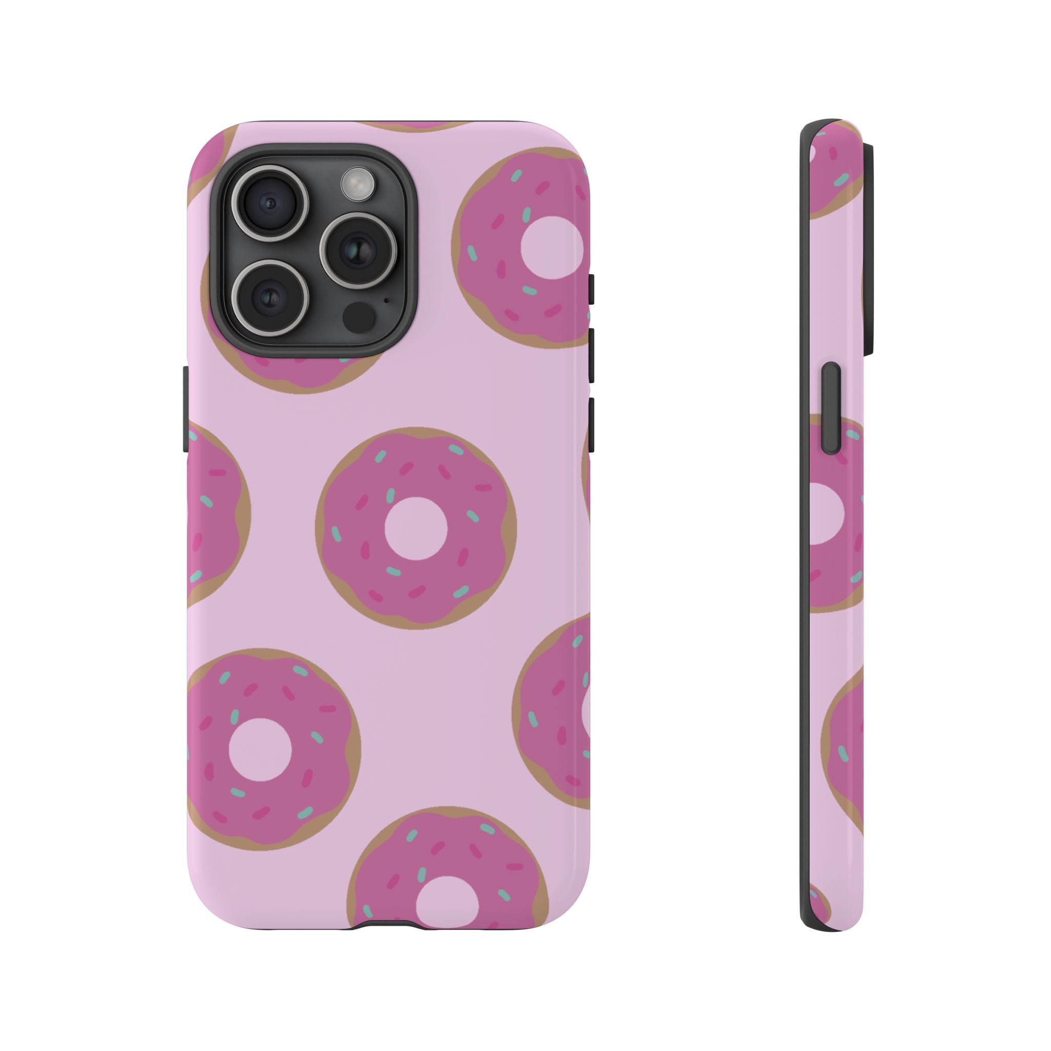 Pink Donut Pattern Tough Phone Case — Cute Sprinkles Protective Cover