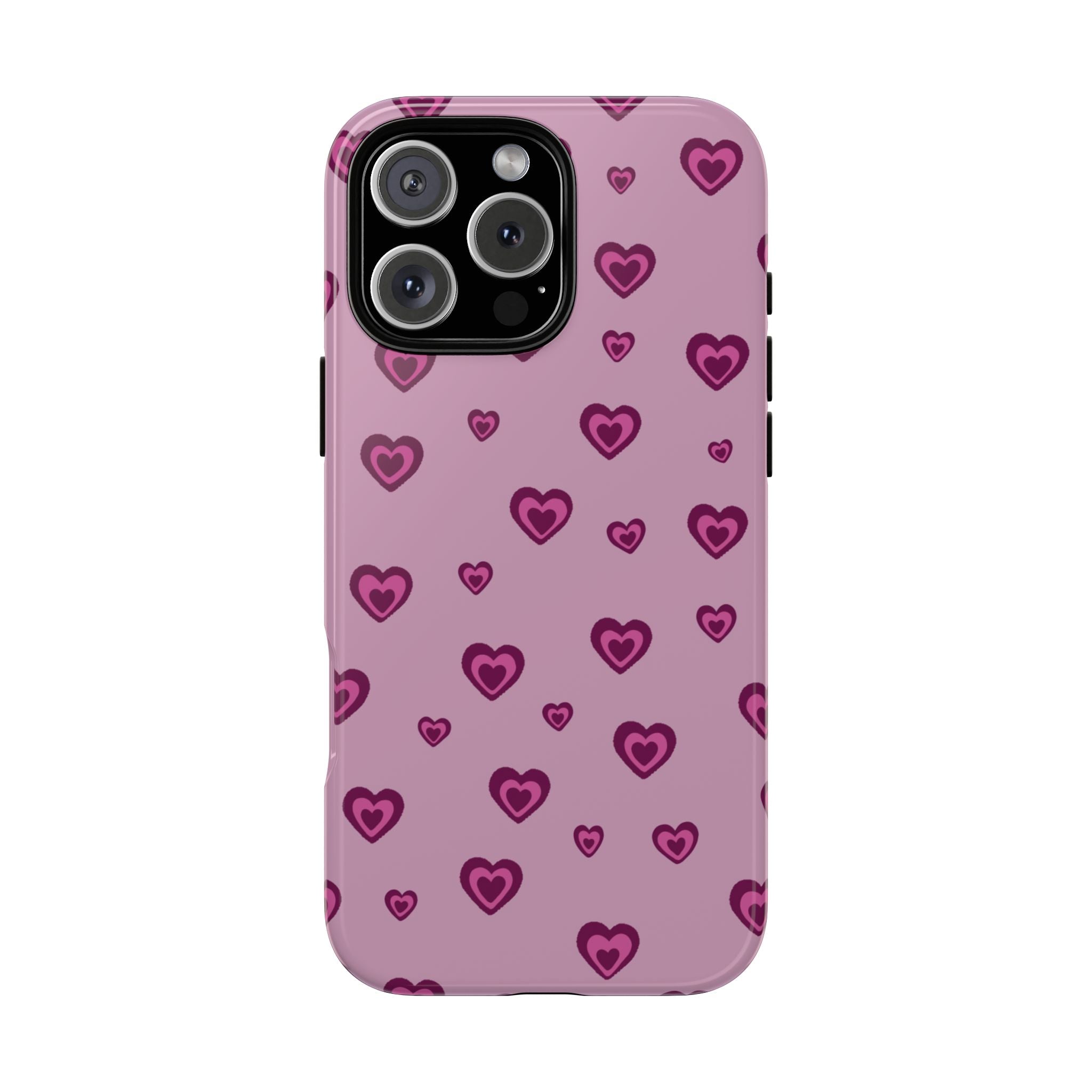 Pink Heart Pattern Tough Phone Case — Cute Protective iPhone Cover