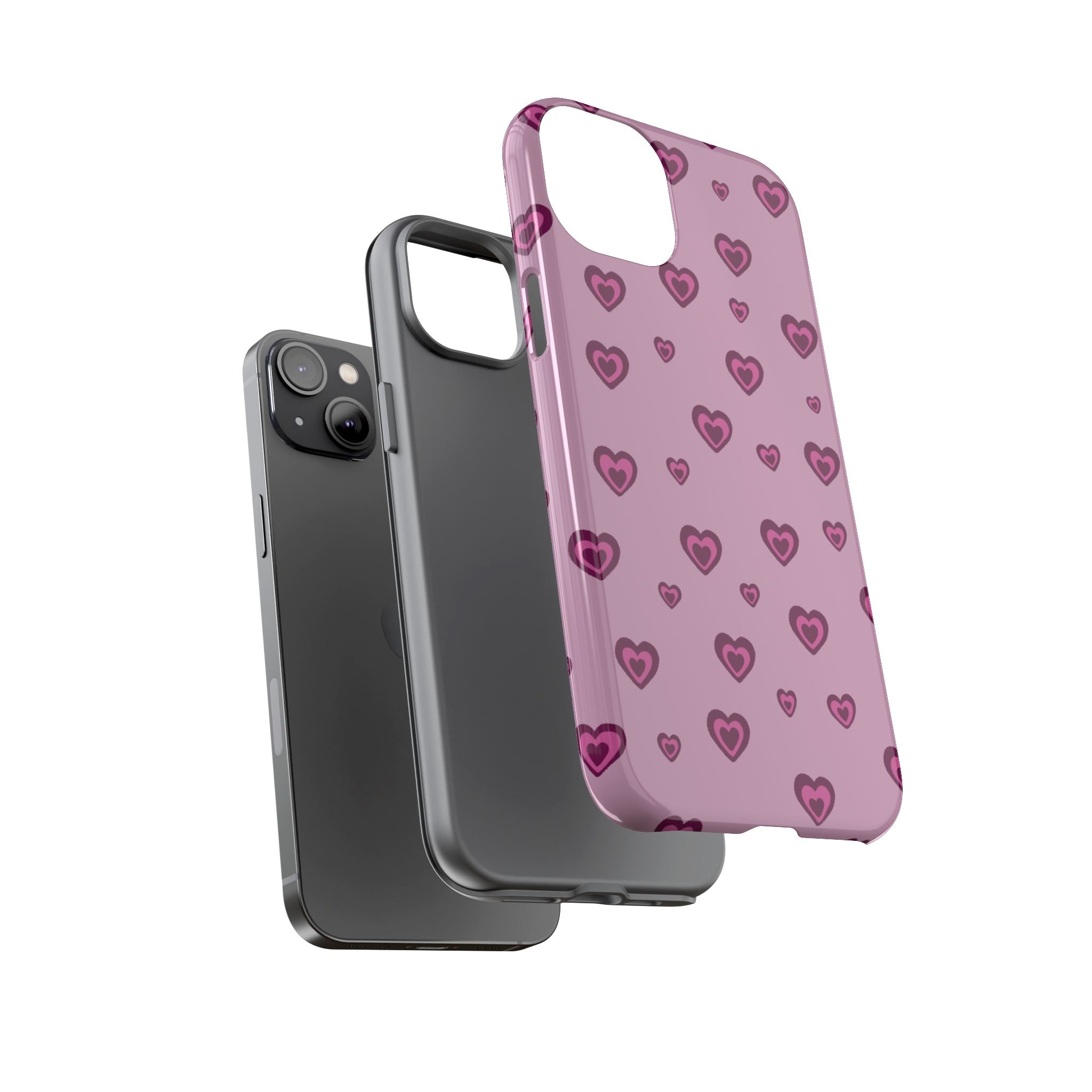 Pink Heart Pattern Tough Phone Case — Cute Protective iPhone Cover