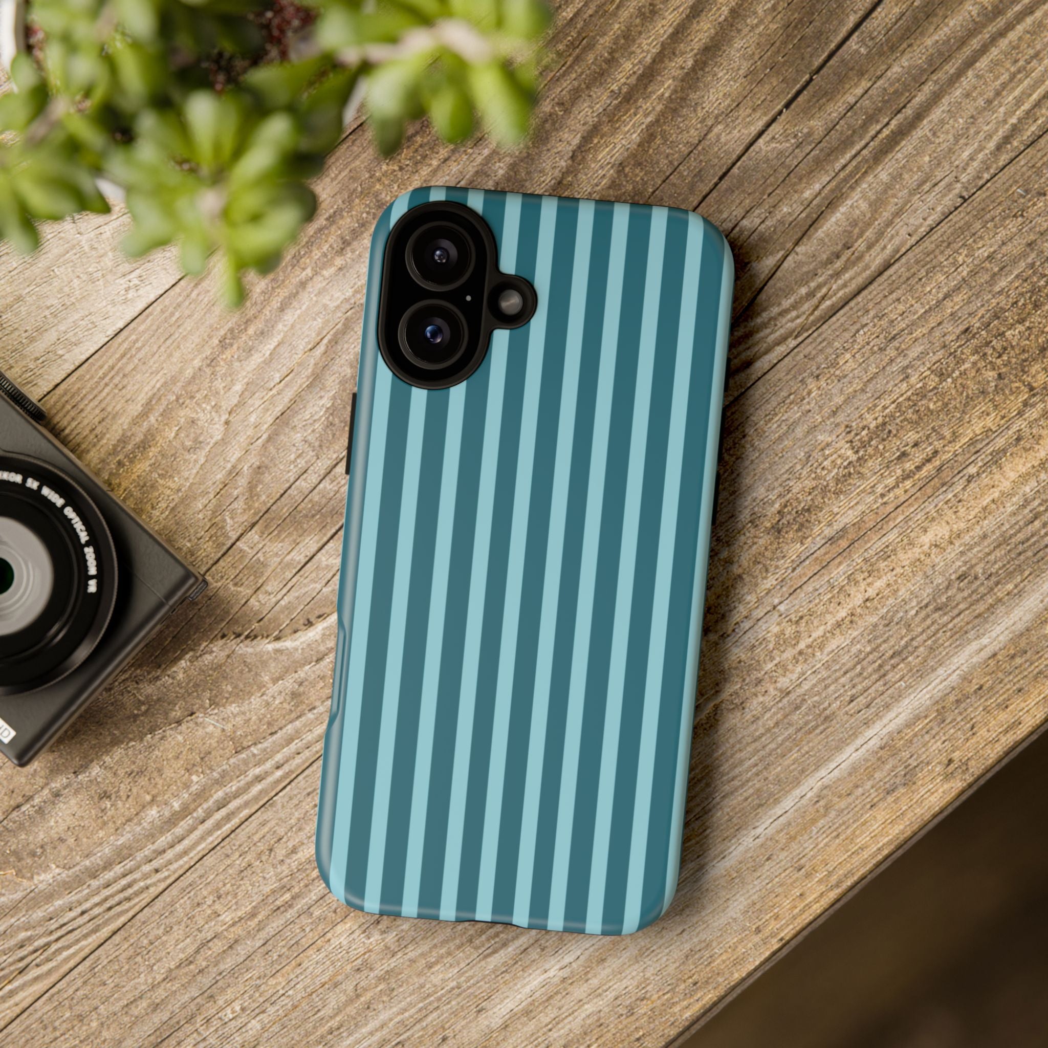Striped Teal Tough Phone Case