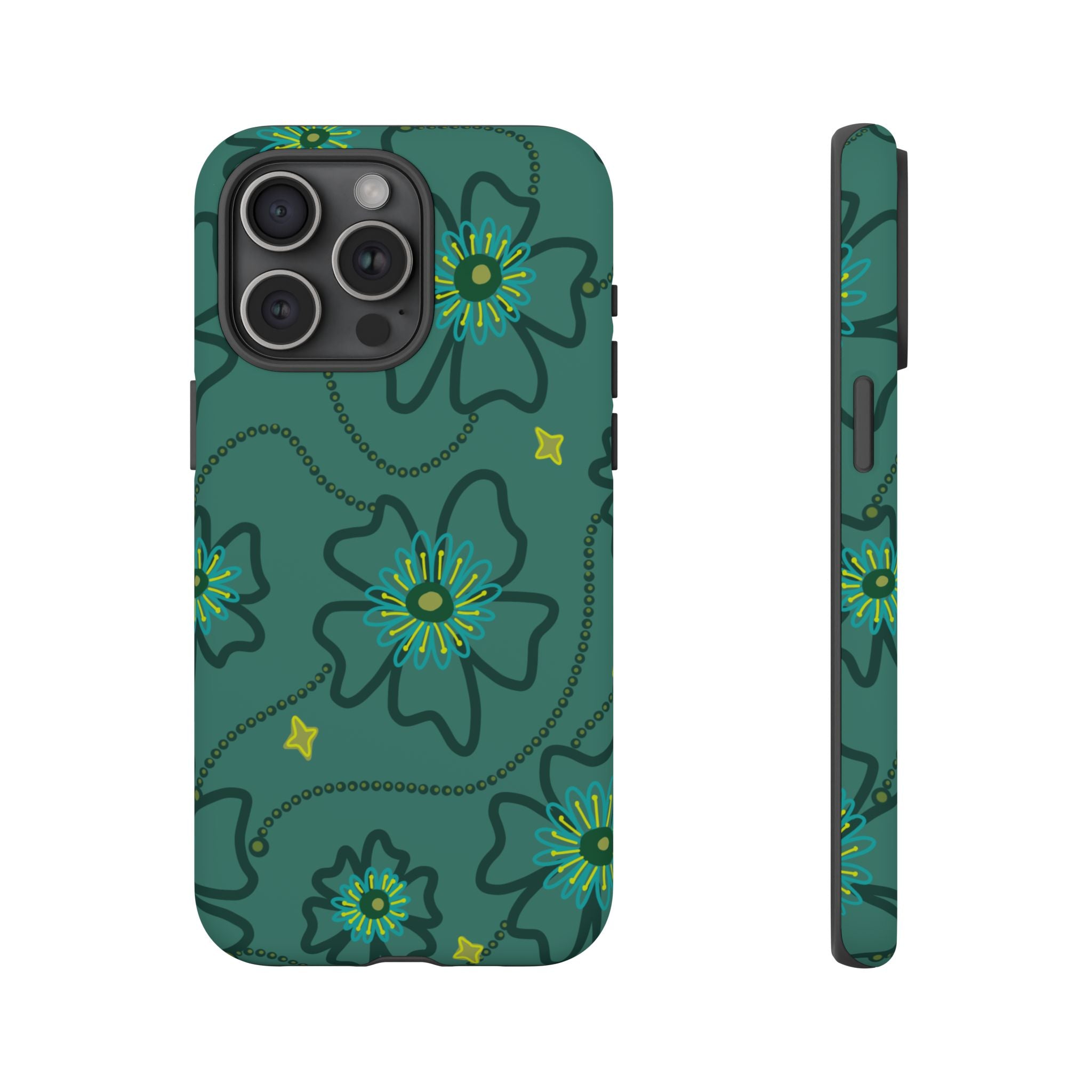 Tough Cases - Teal Floral Protective Phone Case