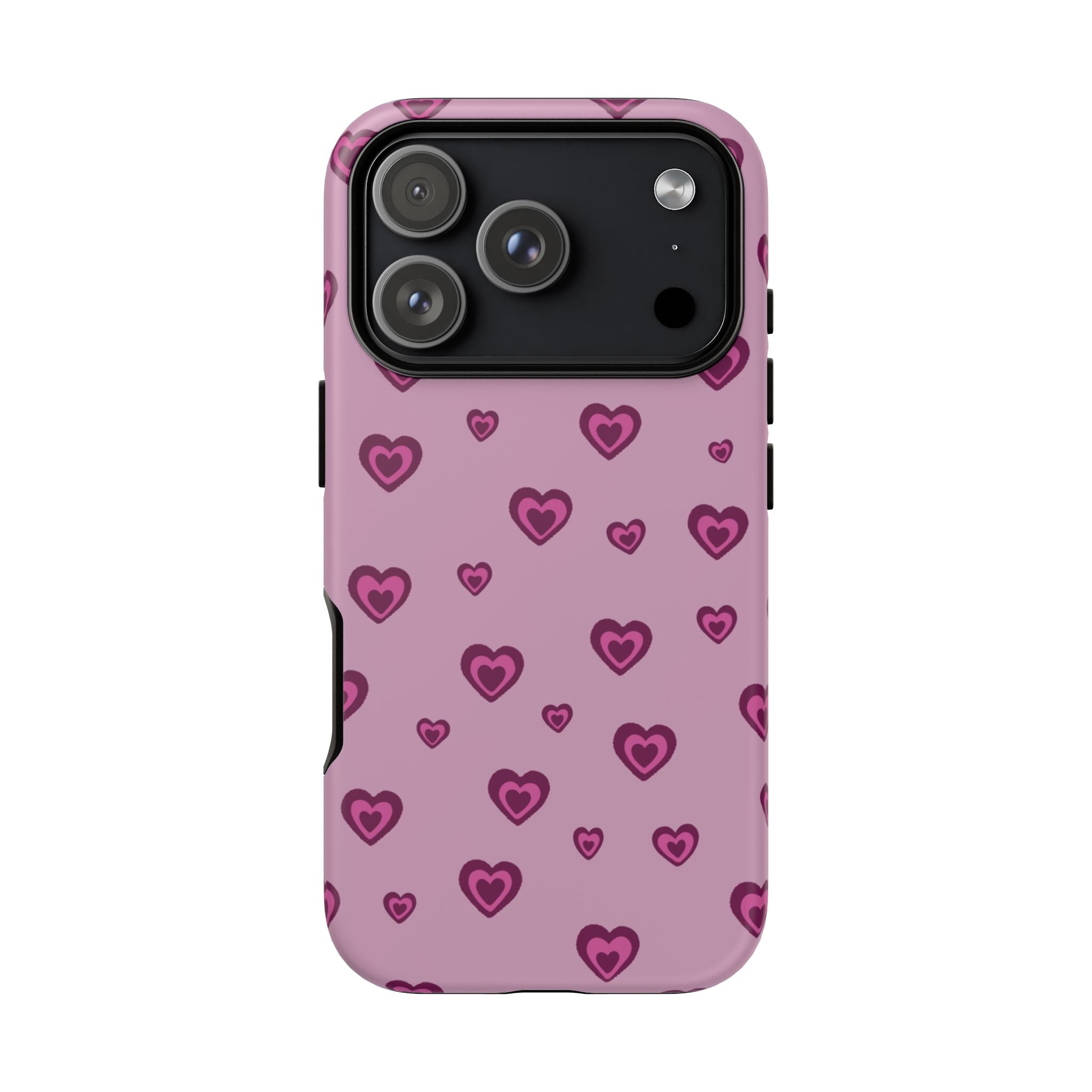 Pink Heart Pattern Tough Phone Case — Cute Protective iPhone Cover
