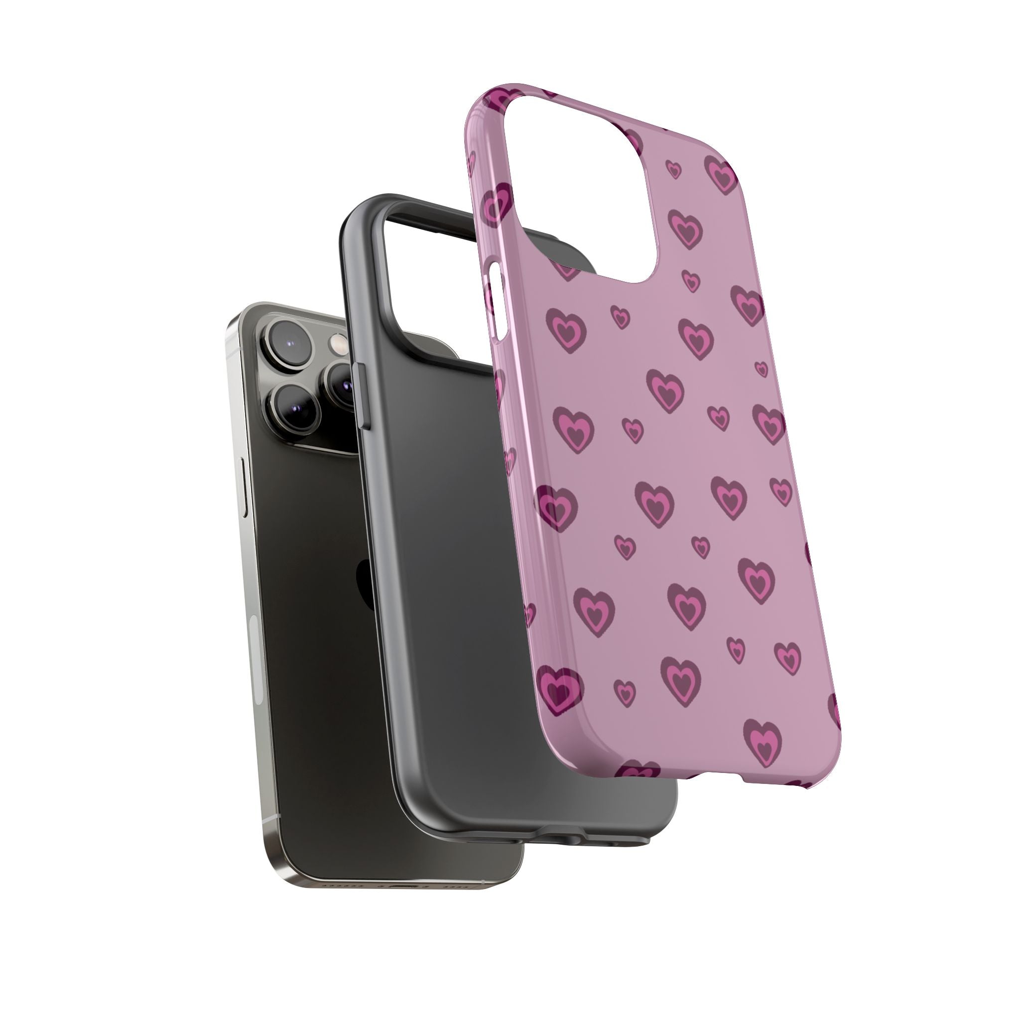 Pink Heart Pattern Tough Phone Case — Cute Protective iPhone Cover