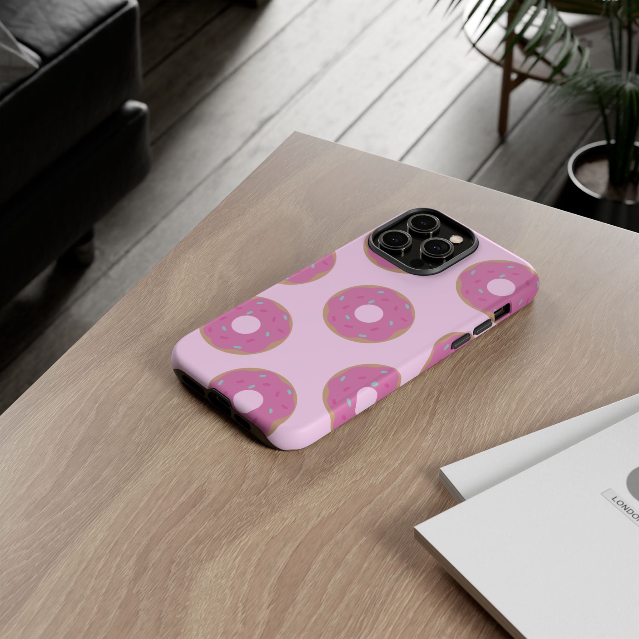Pink Donut Pattern Tough Phone Case — Cute Sprinkles Protective Cover