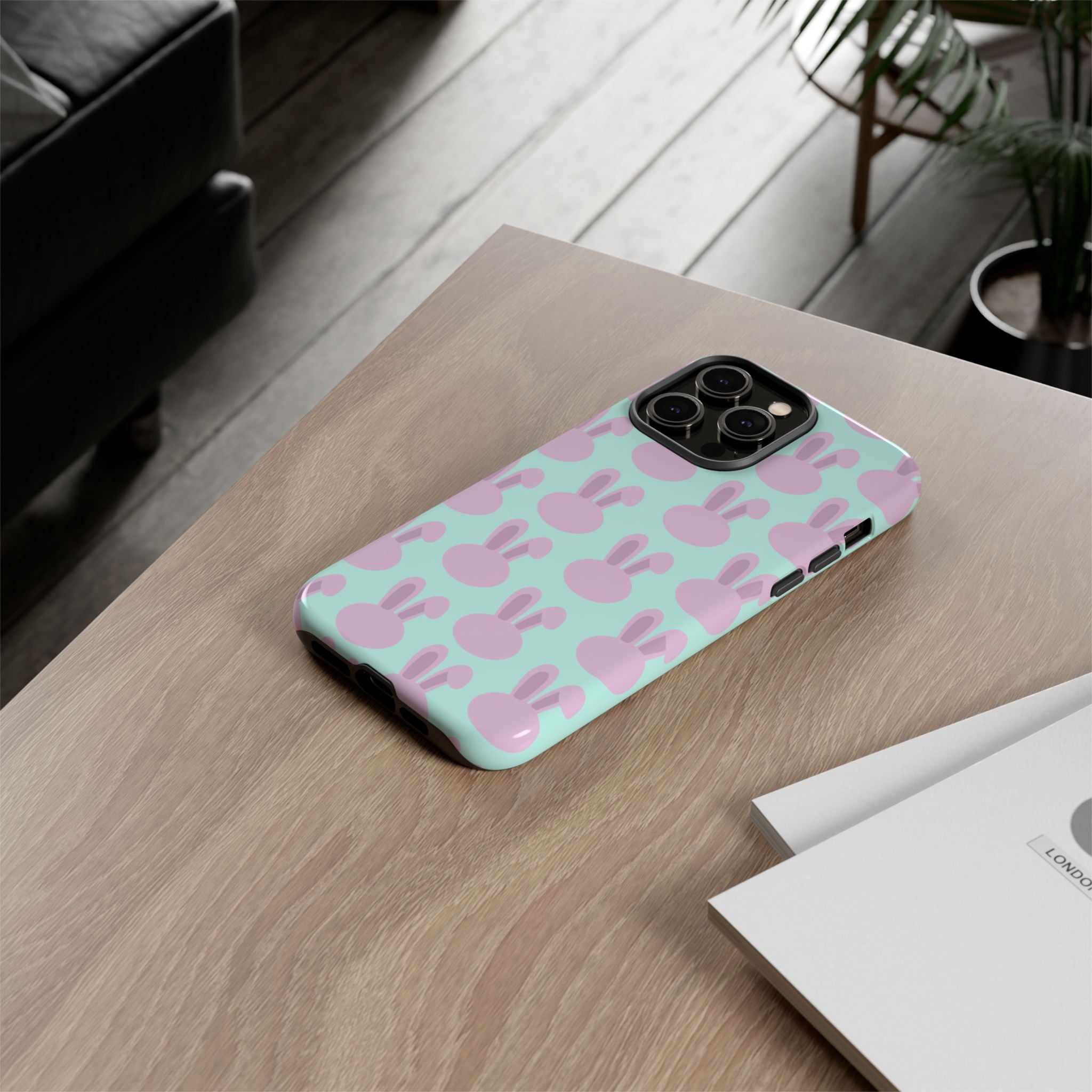 Pastel Bunny Pattern Tough Phone Case — Cute Easter iPhone Cover