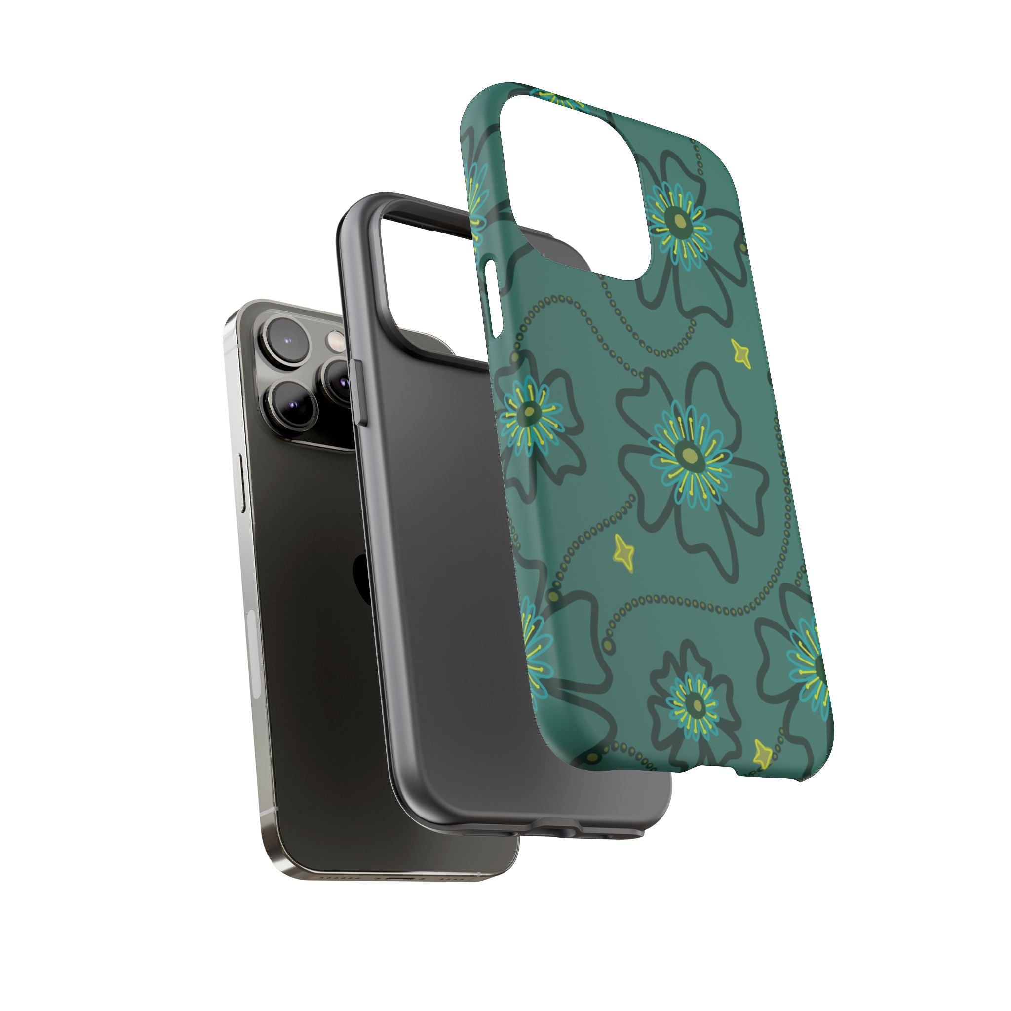 Tough Cases - Teal Floral Protective Phone Case
