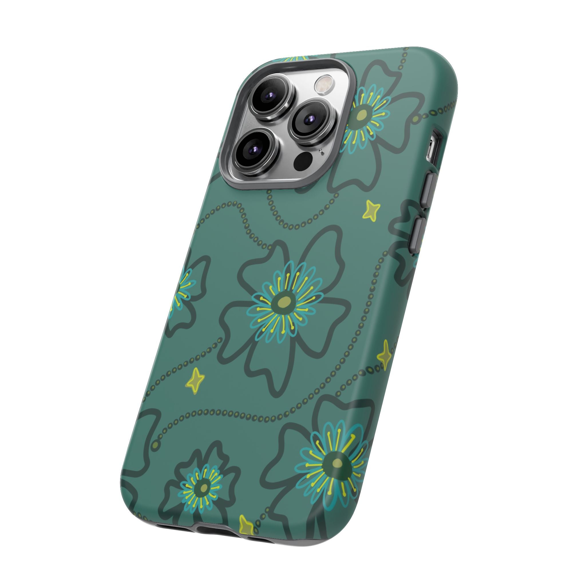 Tough Cases - Teal Floral Protective Phone Case