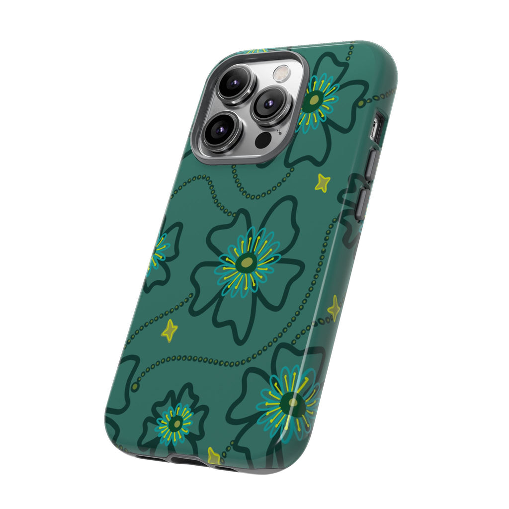 Tough Cases - Teal Floral Protective Phone Case