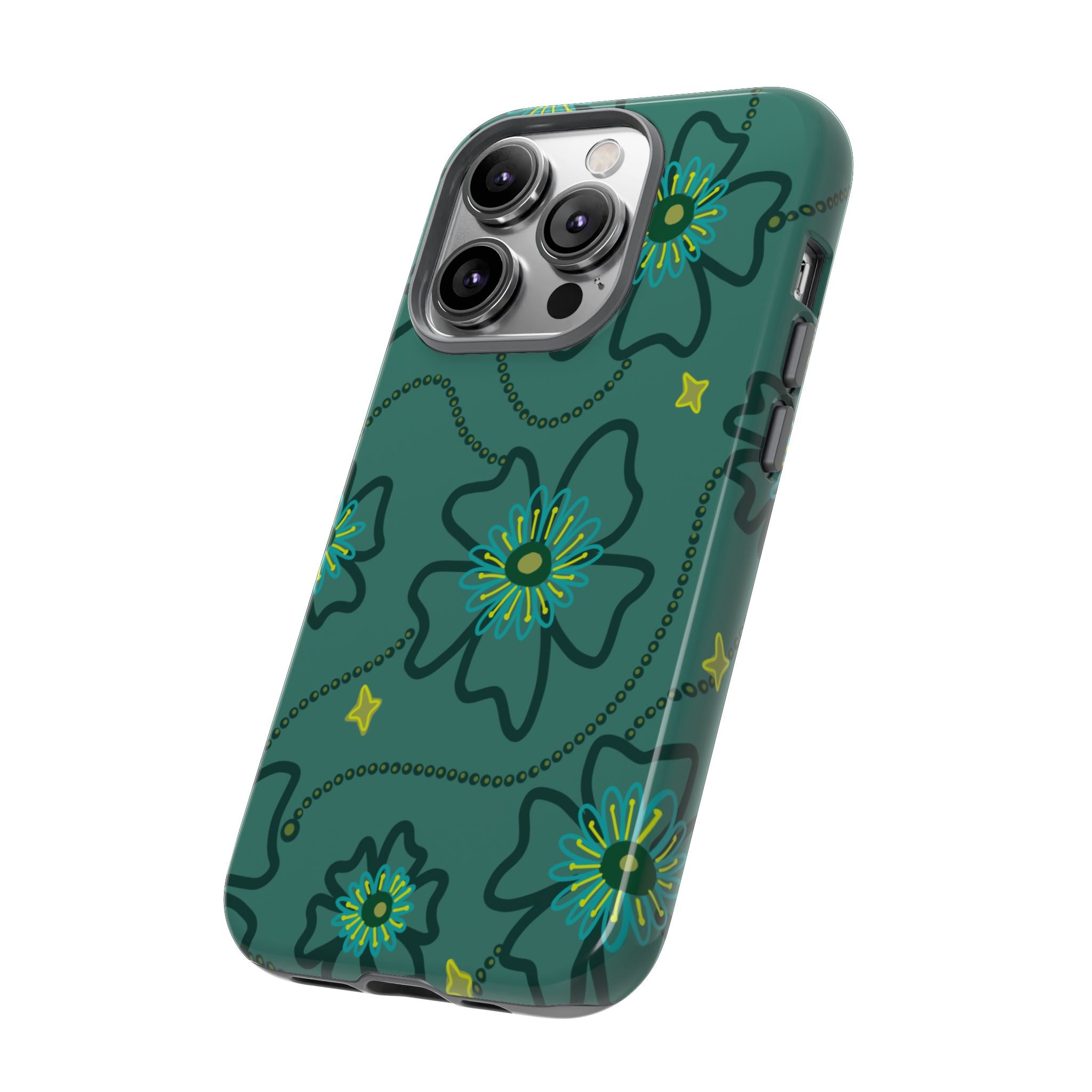 Tough Cases - Teal Floral Protective Phone Case