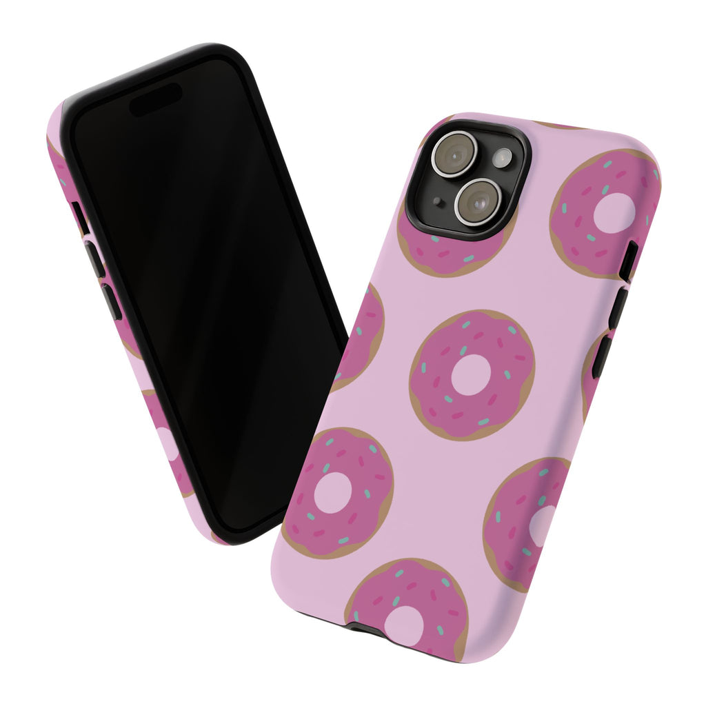 Pink Donut Pattern Tough Phone Case — Cute Sprinkles Protective Cover